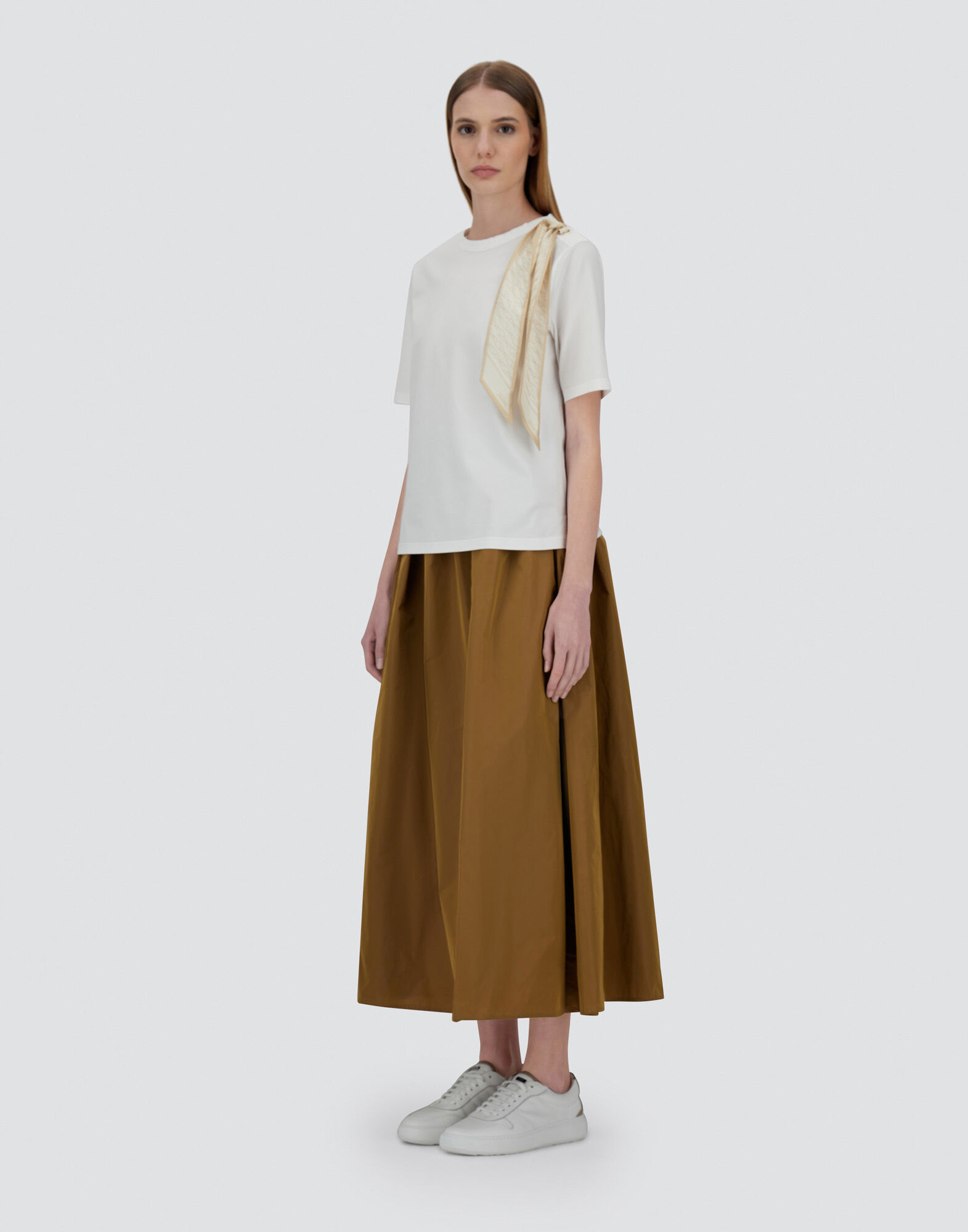 T-SHIRT IN SUPERFINE COTTON STRETCH AND FOULARD