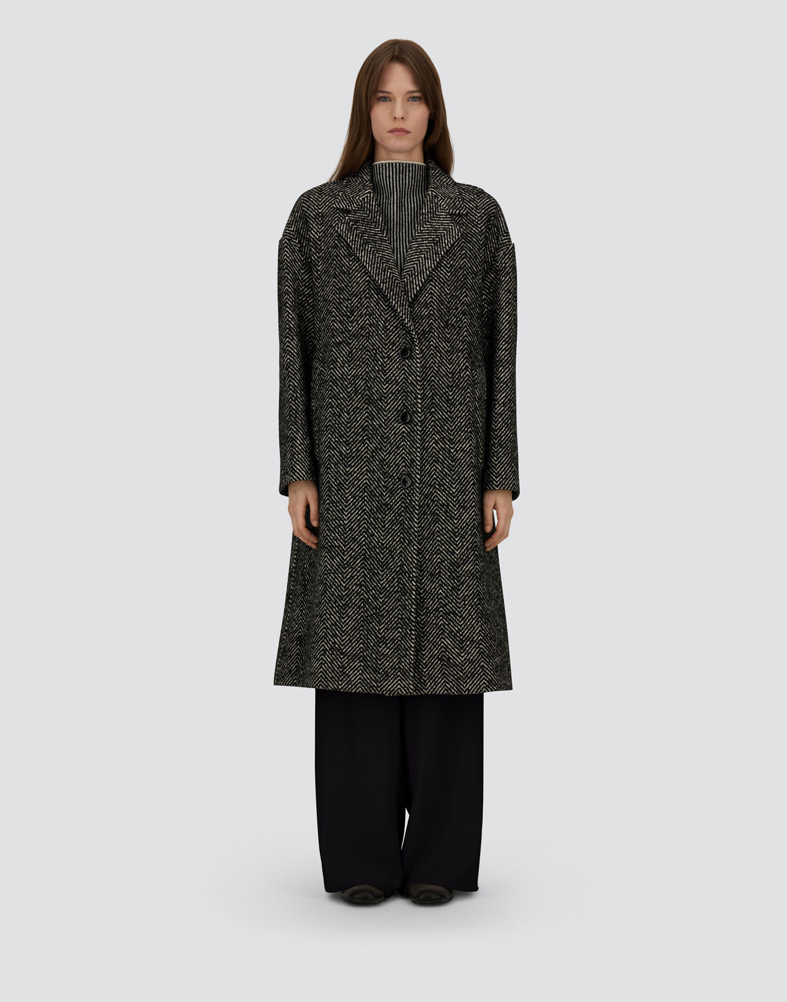 COAT IN HERRINGBONE R-WOOL