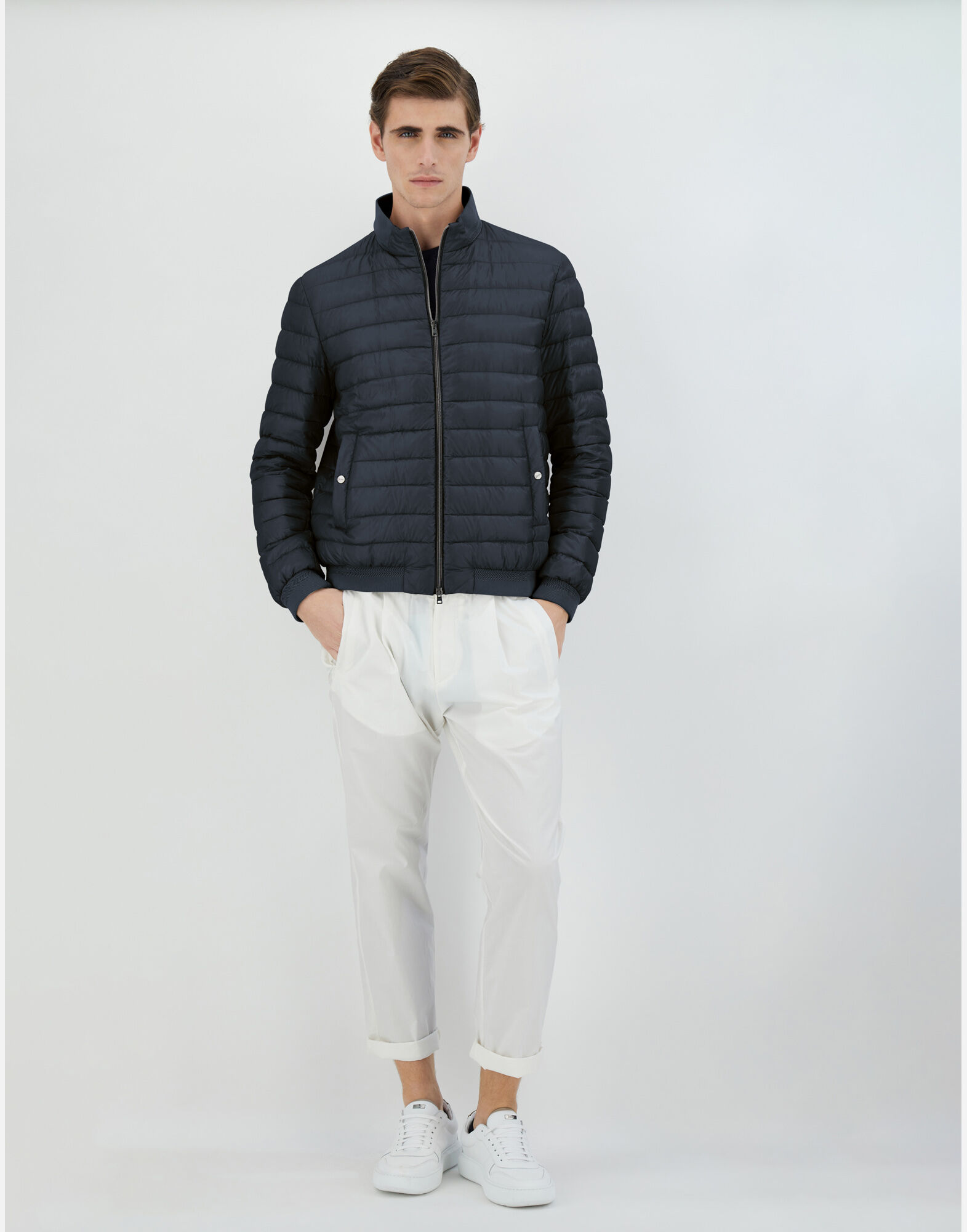NYLON ULTRALIGHT AND KNIT BOMBER JACKET
