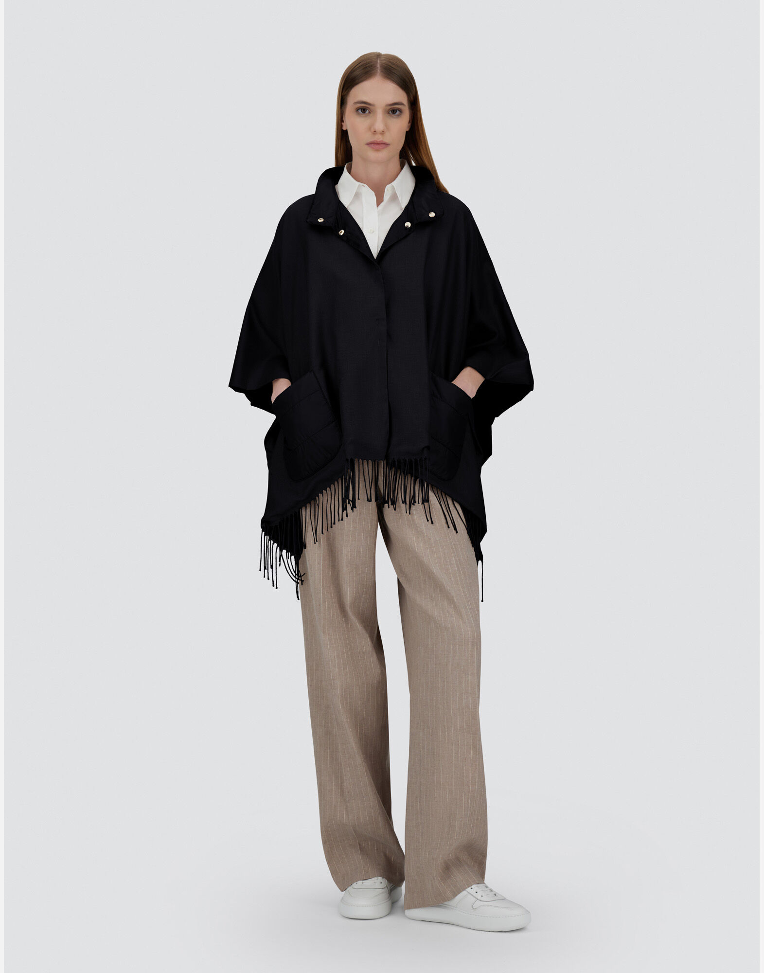 PONCHO IN SUMMER SILK AND NYLON ULTRALIGHT