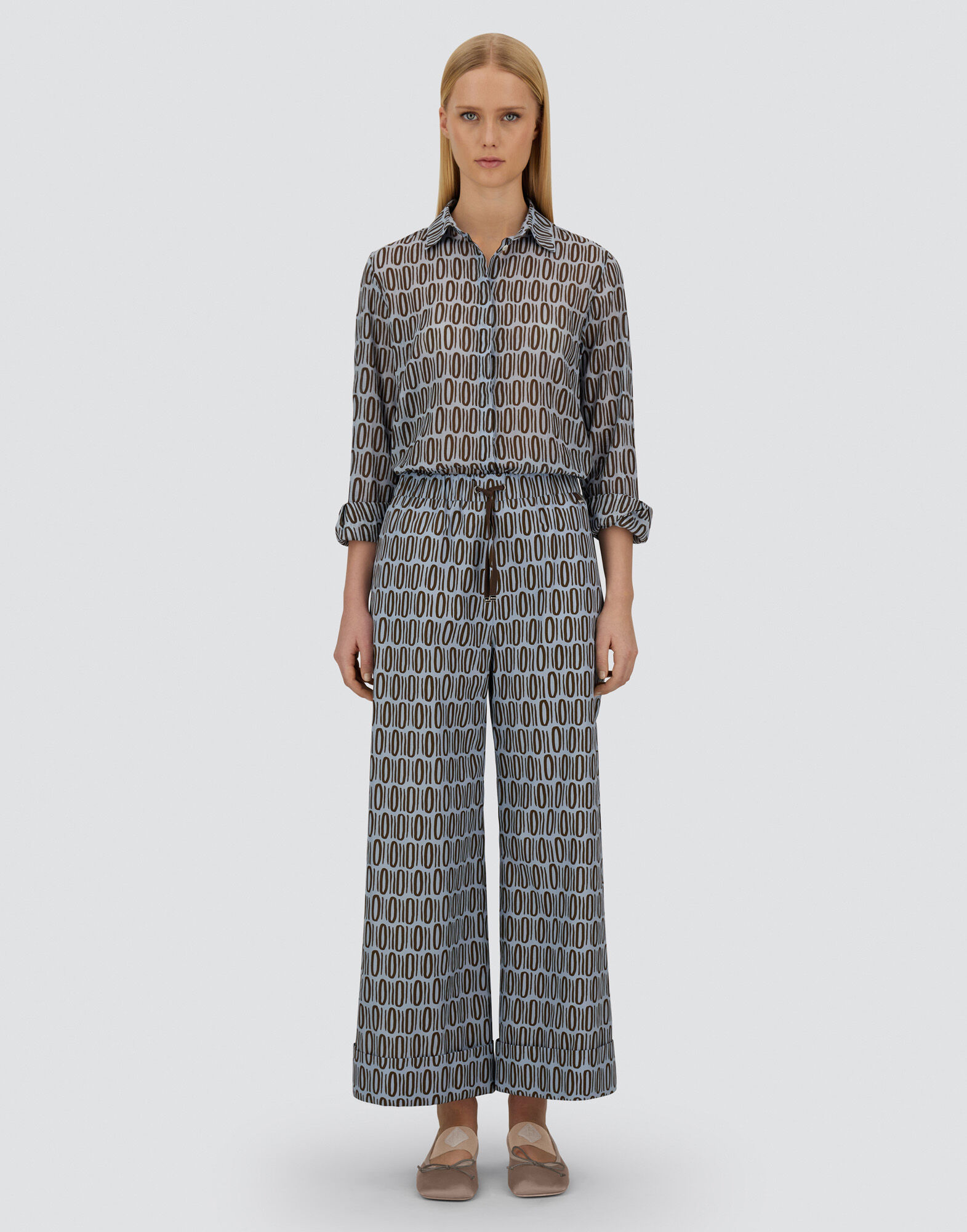 RESORT TROUSERS IN COTTON RECTANGULAR PRINT