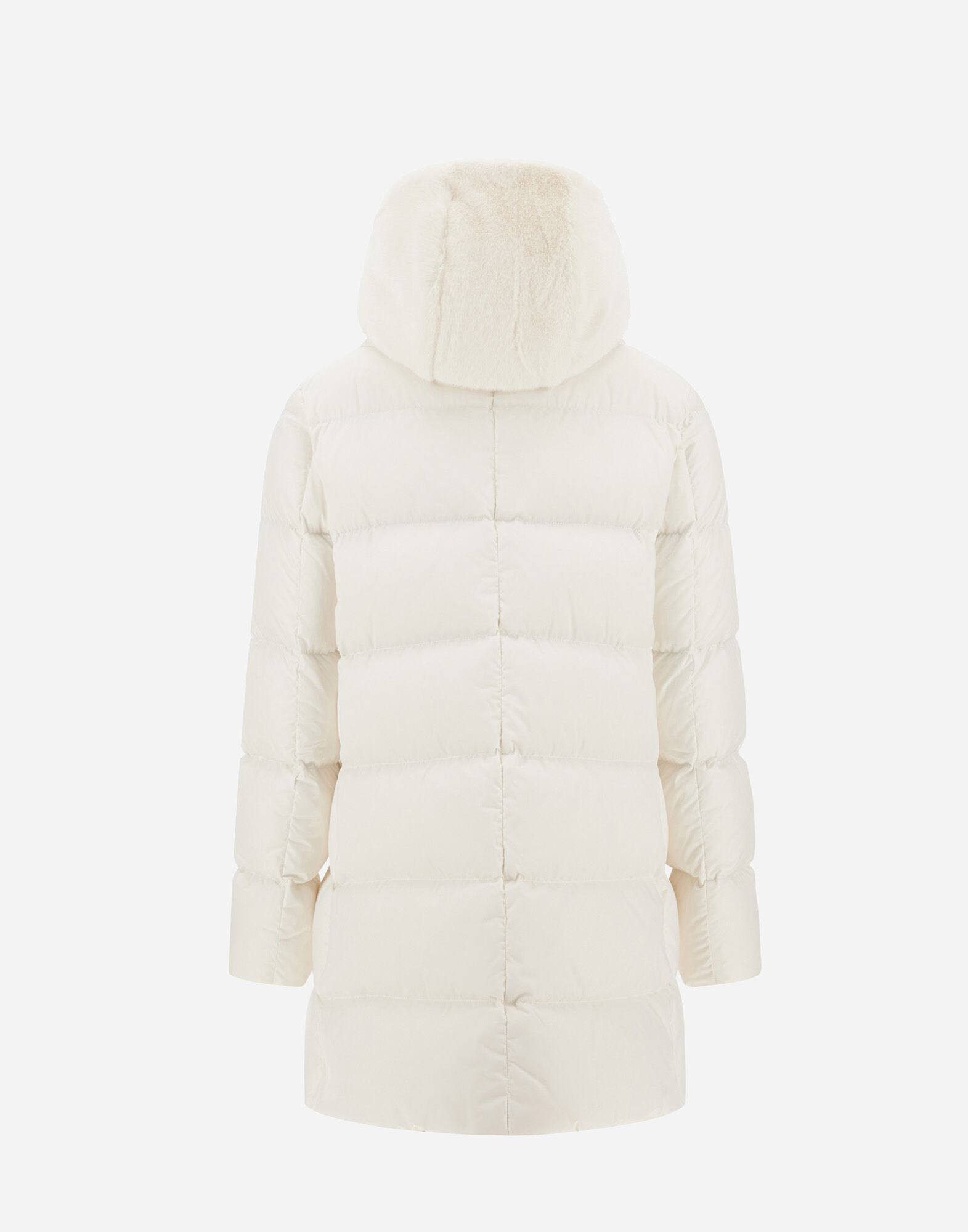 A-SHAPE JACKET IN SATIN AND LADY ALTERNATIVE FUR