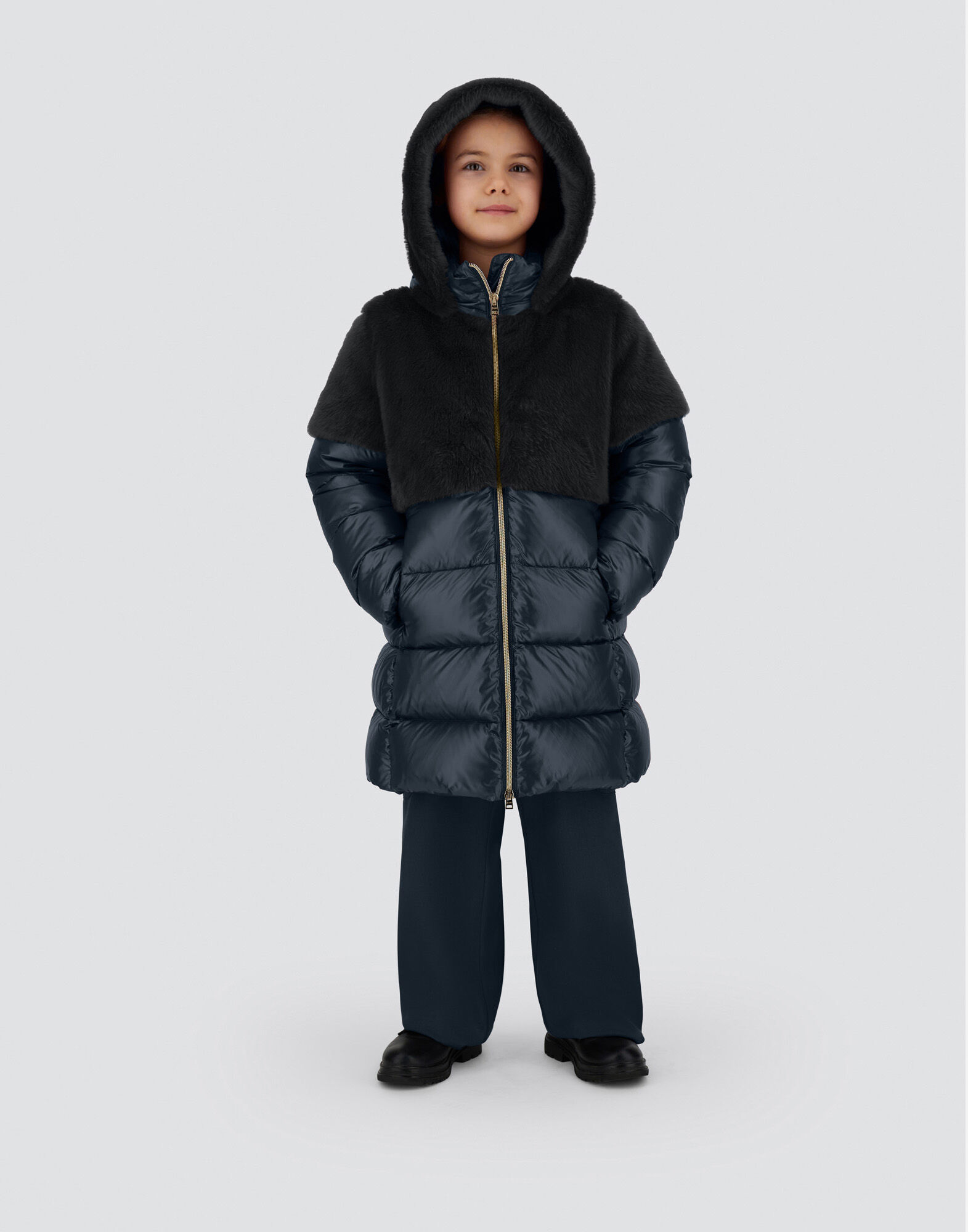 A-SHAPE JACKET IN NYLON ULTRALIGHT AND LADY ALTERNATIVE FUR