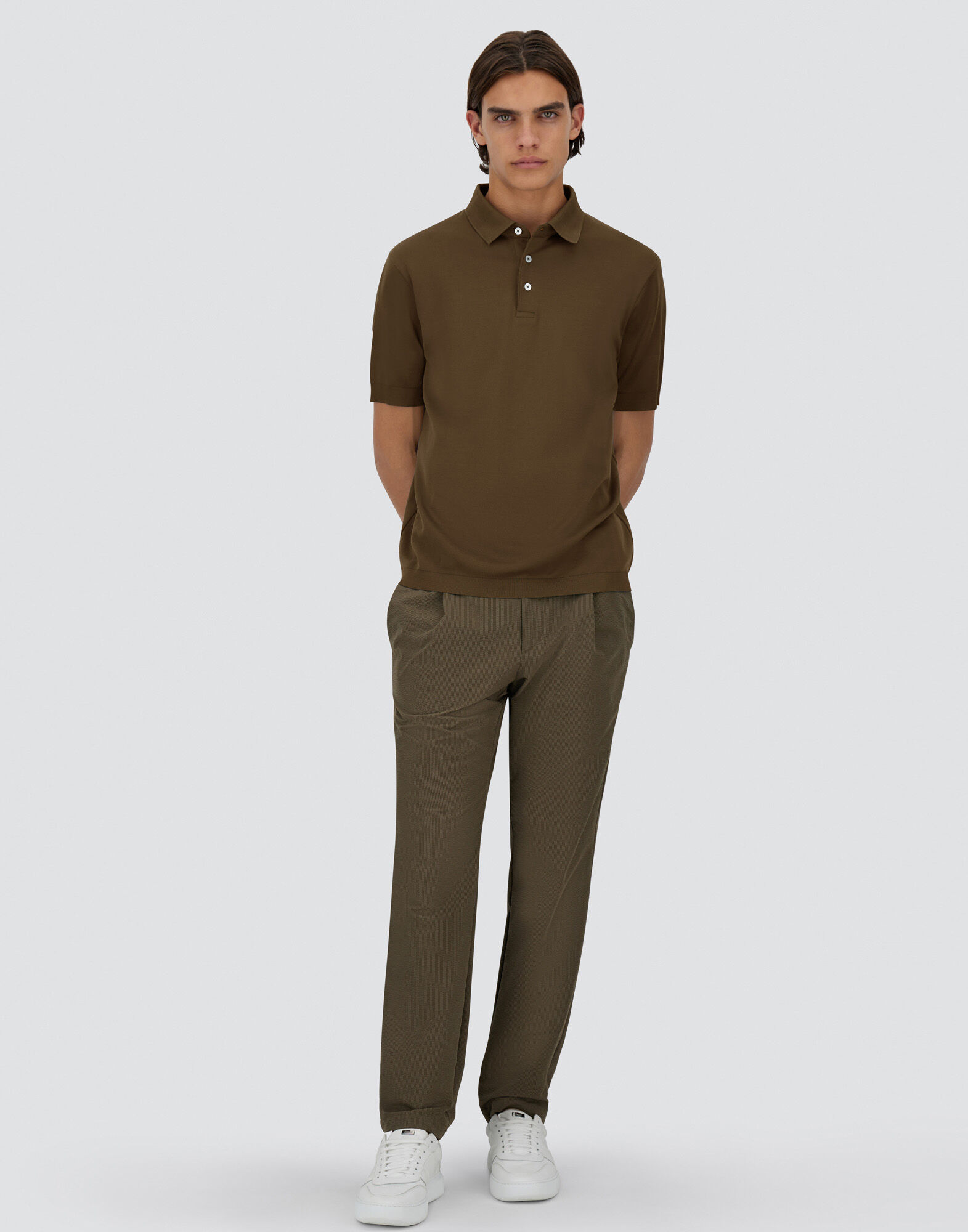 JERSEY KNIT EFFECT POLO SHIRT