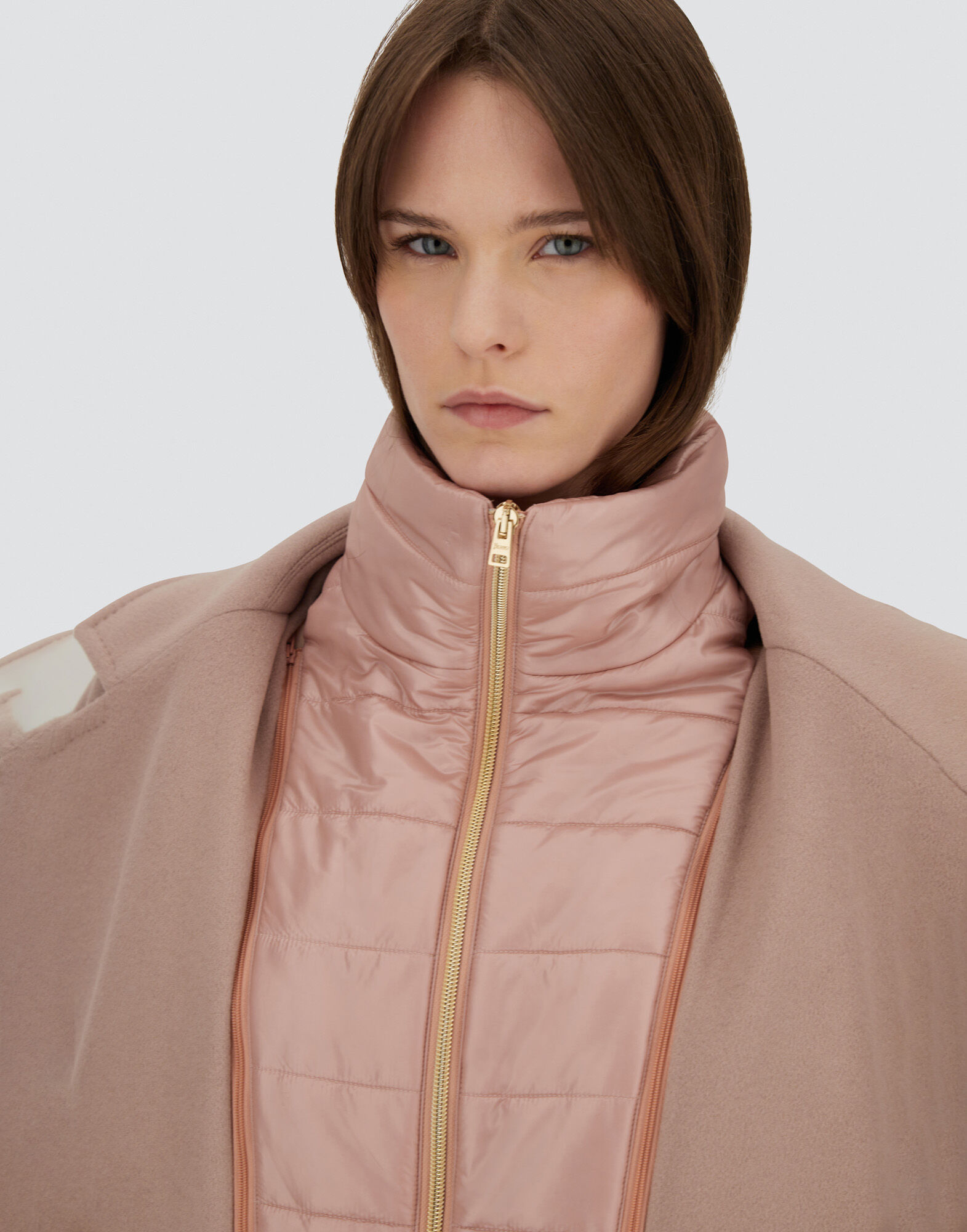COAT IN VELOUR WOOL CLOTH AND NYLON ULTRALIGHT