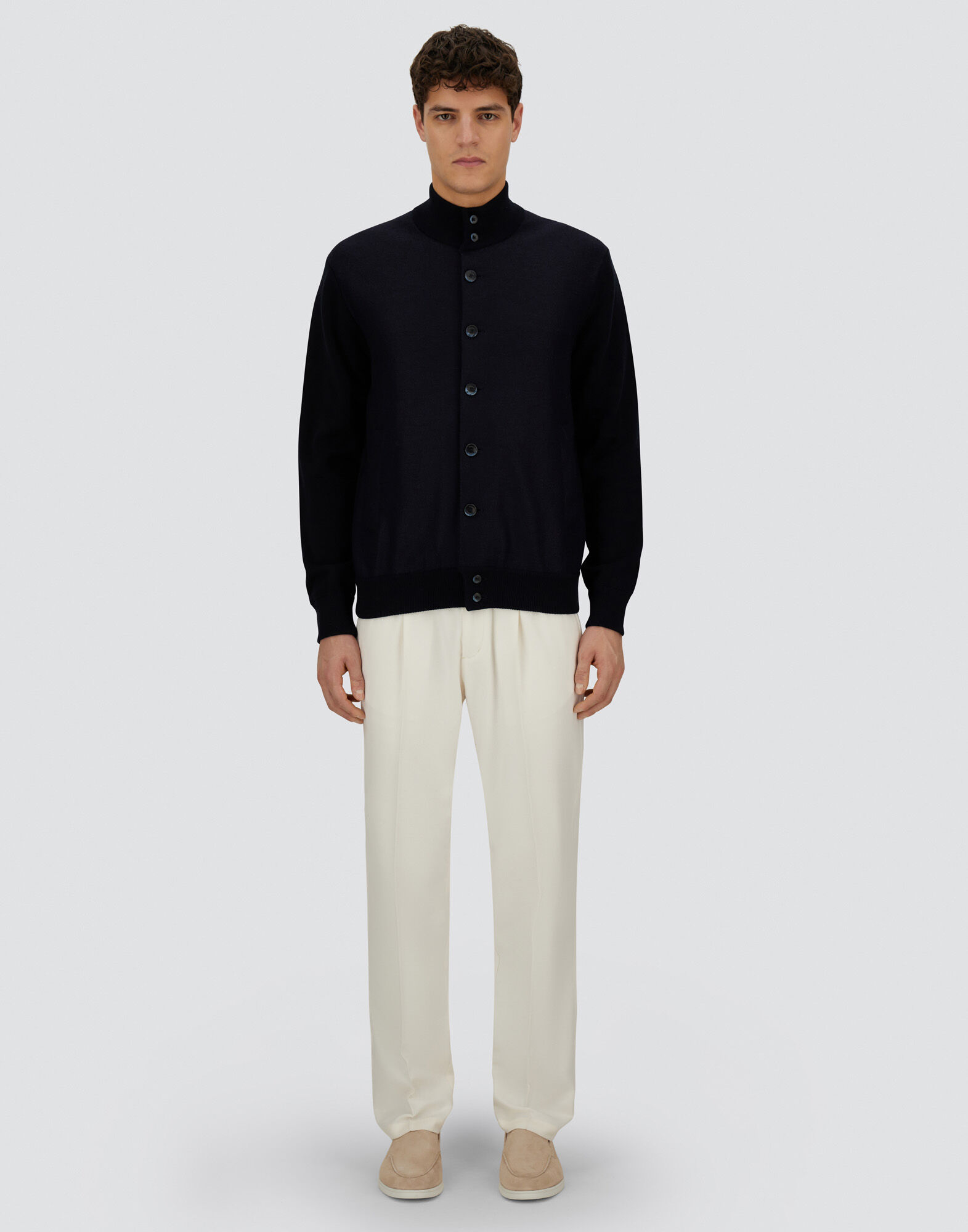 RESORT CARDIGAN IN CASHMERE COTTON KNIT & FELTED WOOL
