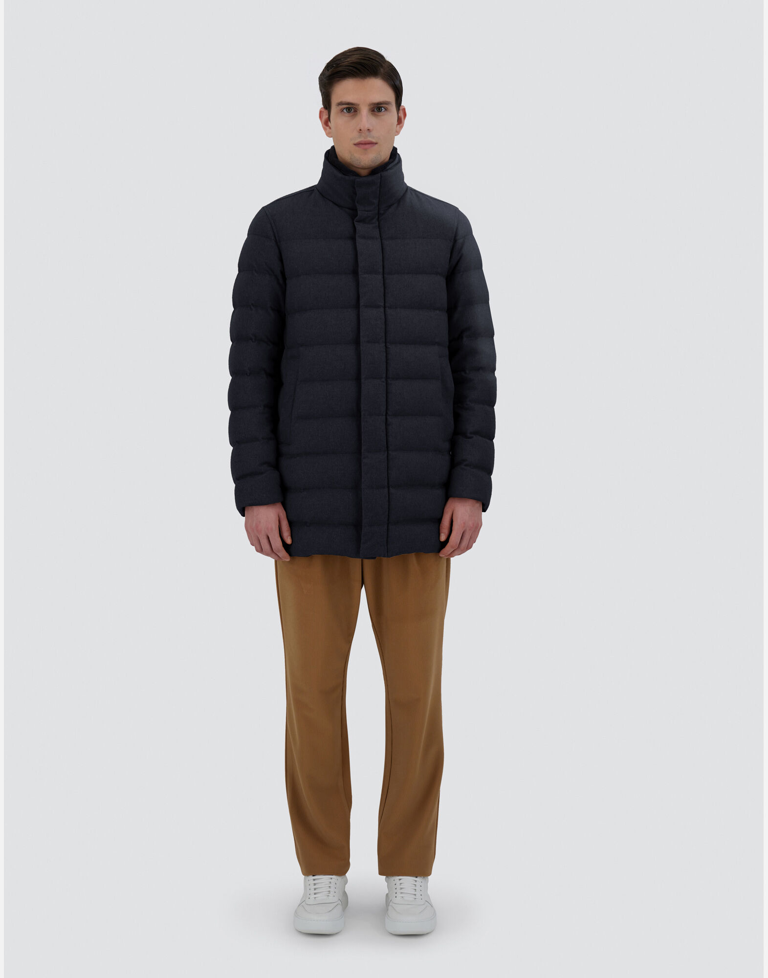COAT IN CASHMERE, SILK AND LIGHT FAUX FUR