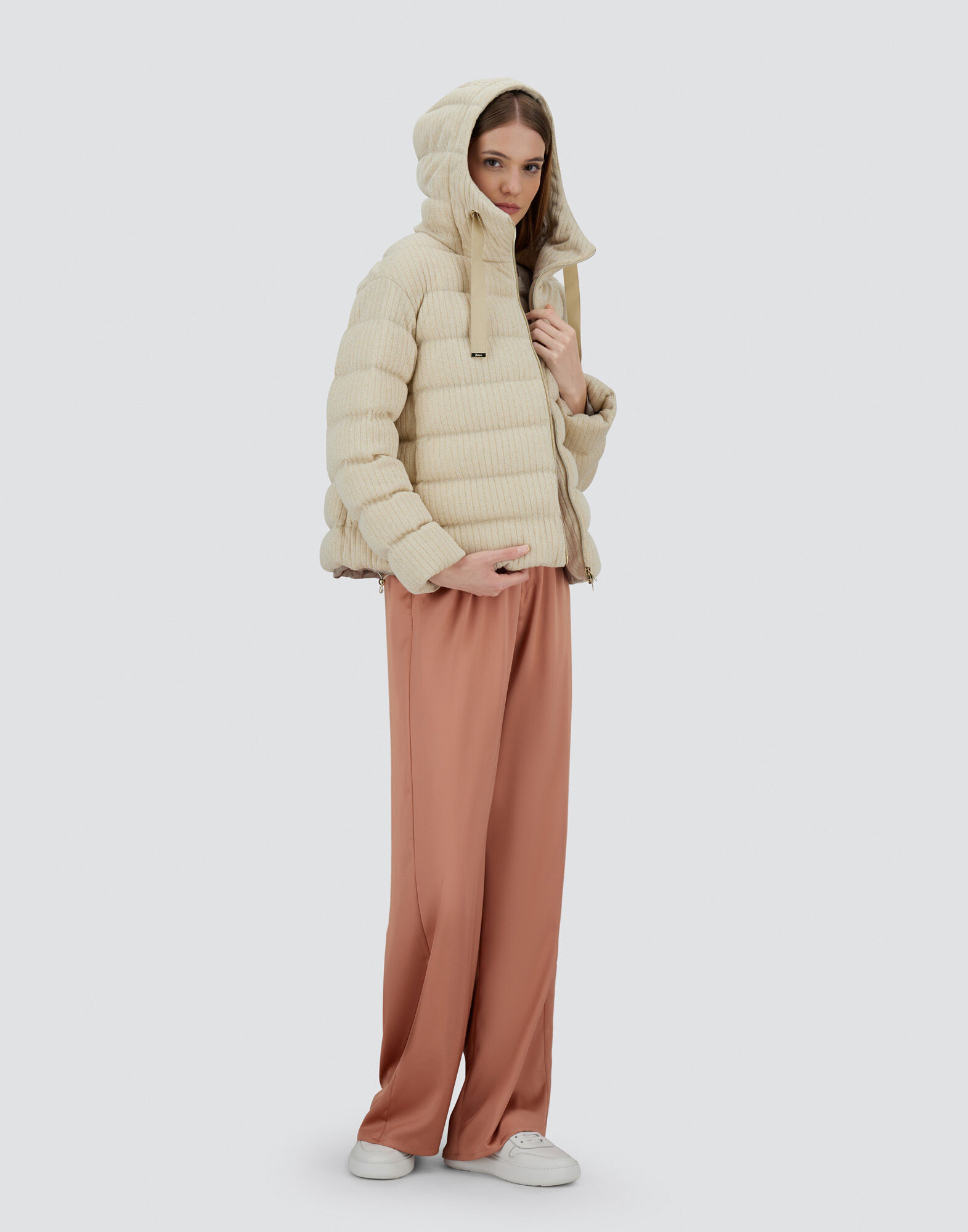 JACKET IN SHINY RIBBED KNIT