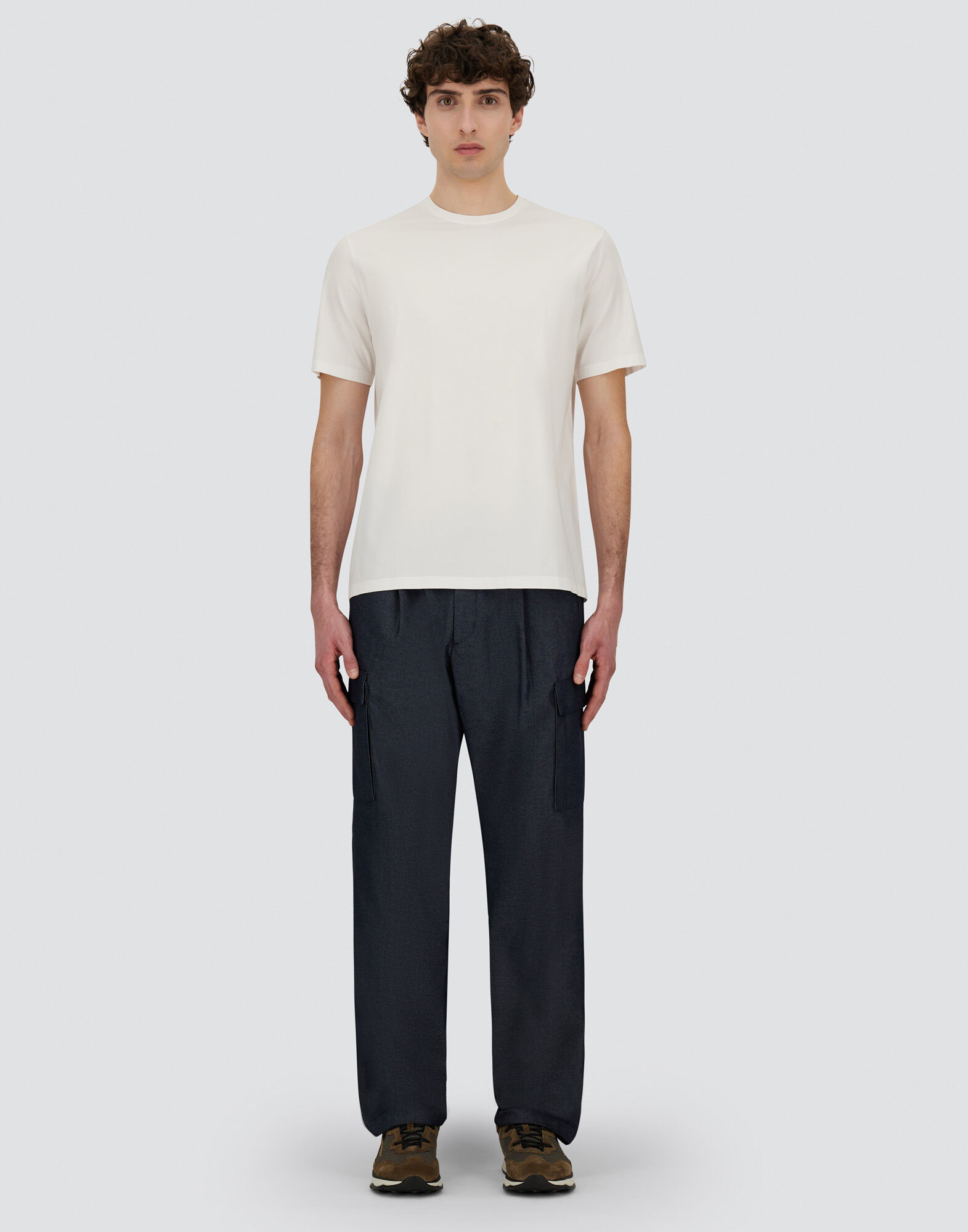 DENIM-EFFECT COTTON TROUSERS