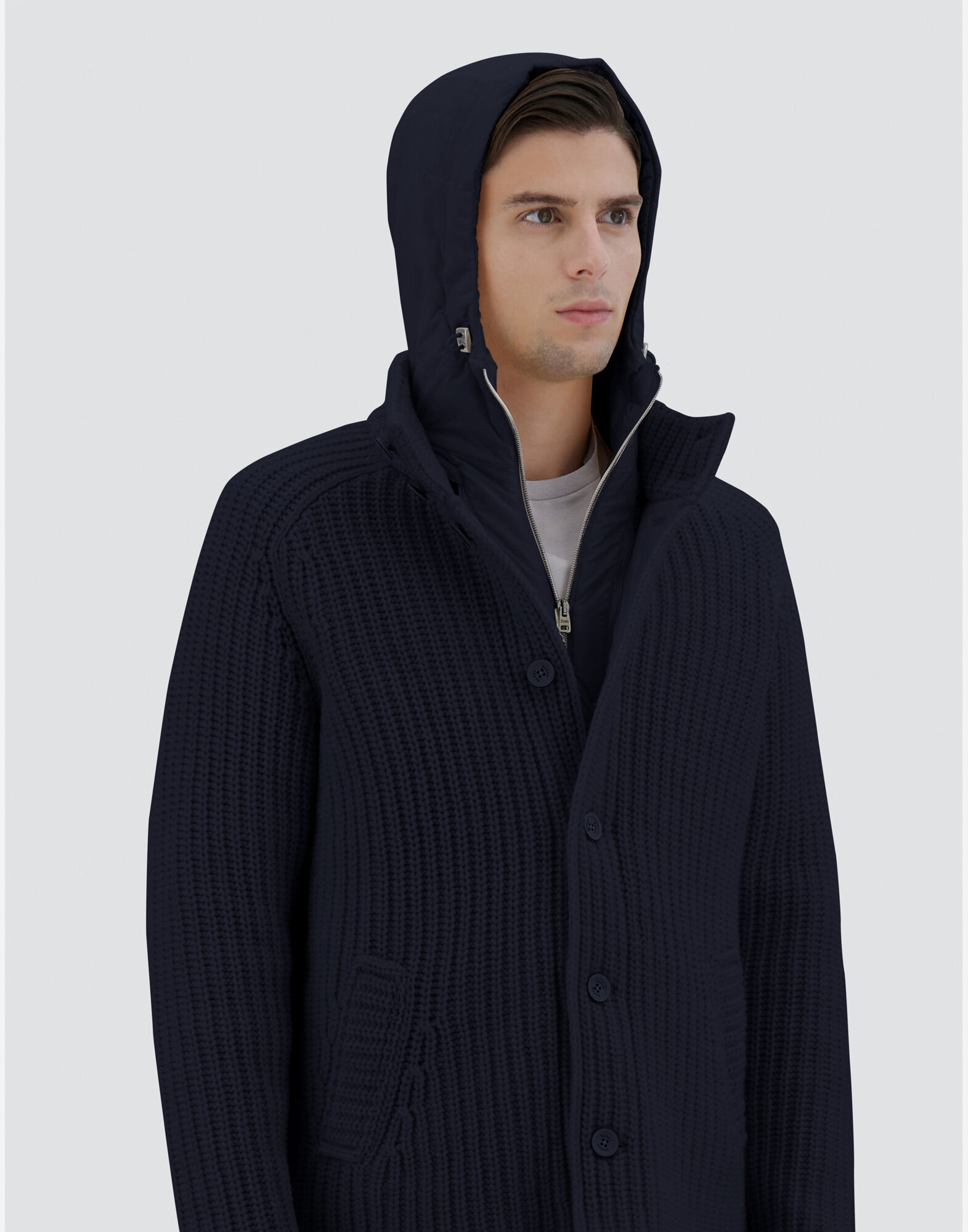 CARDIGAN IN COB STITCH WOOL