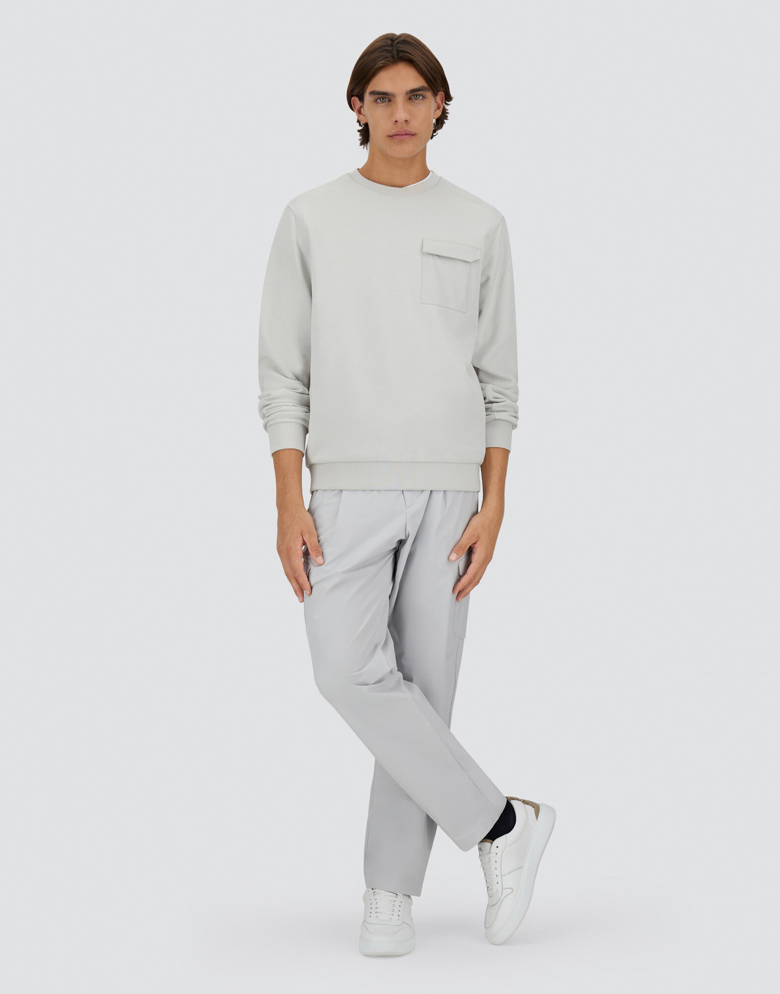 COTTON SWEATER AND AND NYLON MAESTRO SWEATSHIRT