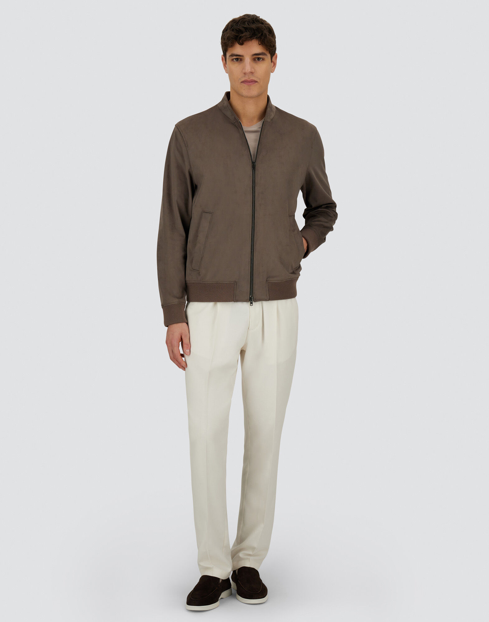 RESORT BOMBER JACKET IN ALTERNATIVE SUEDE