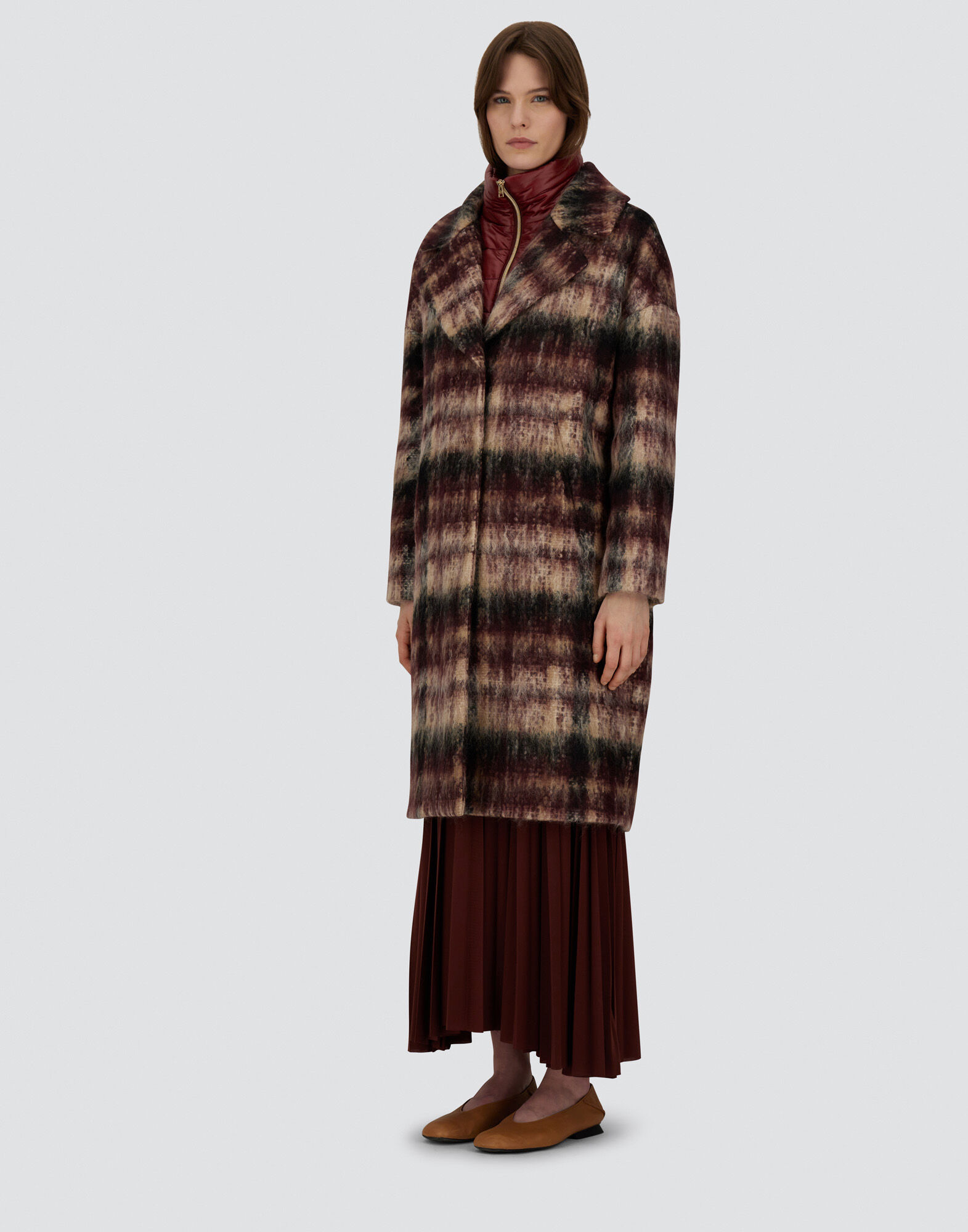 COAT IN MOHAIR CHECK WOOL AND NYLON ULTRALIGHT