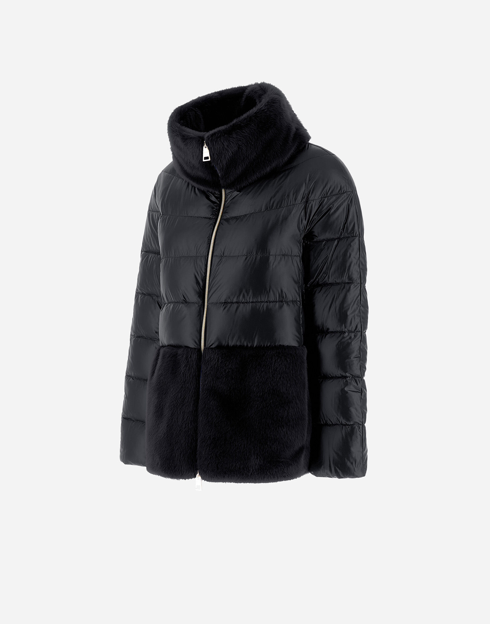 CAPE IN NYLON ULTRALIGHT AND LADY ALTERNATIVE FUR