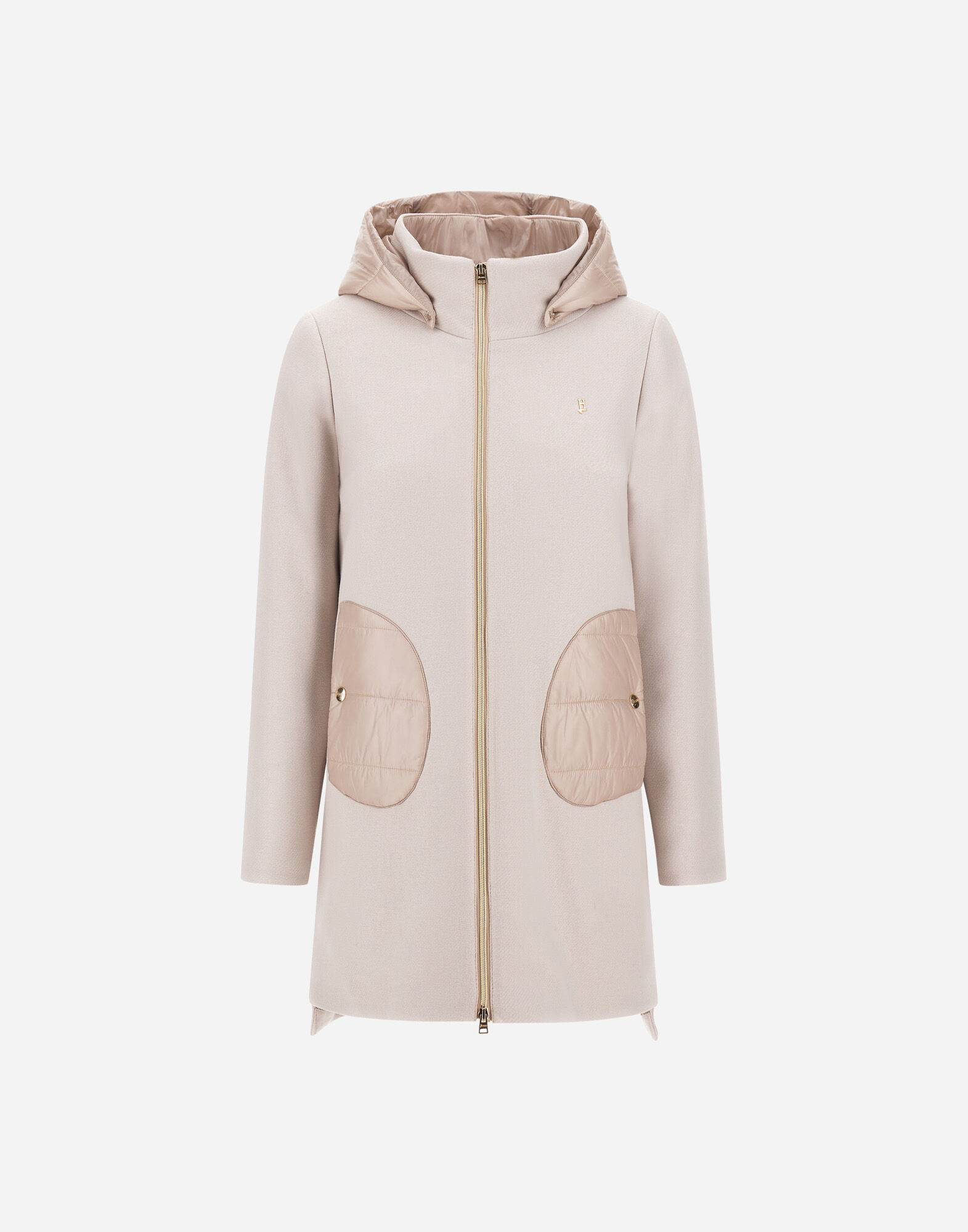 HOODED COAT IN ECOWOOL AND NYLON ULTRALIGHT