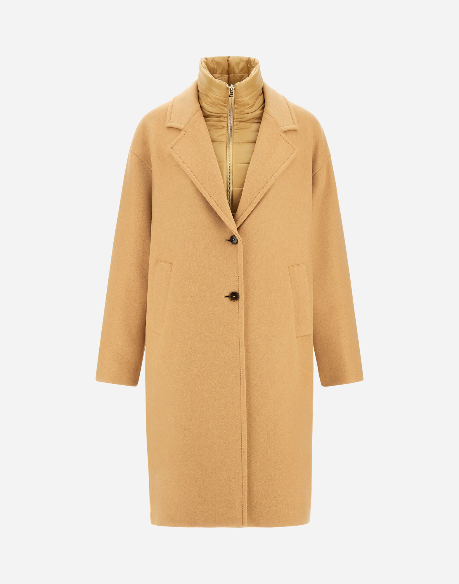 COAT IN VELOUR WOOL CLOTH AND NYLON ULTRALIGHT