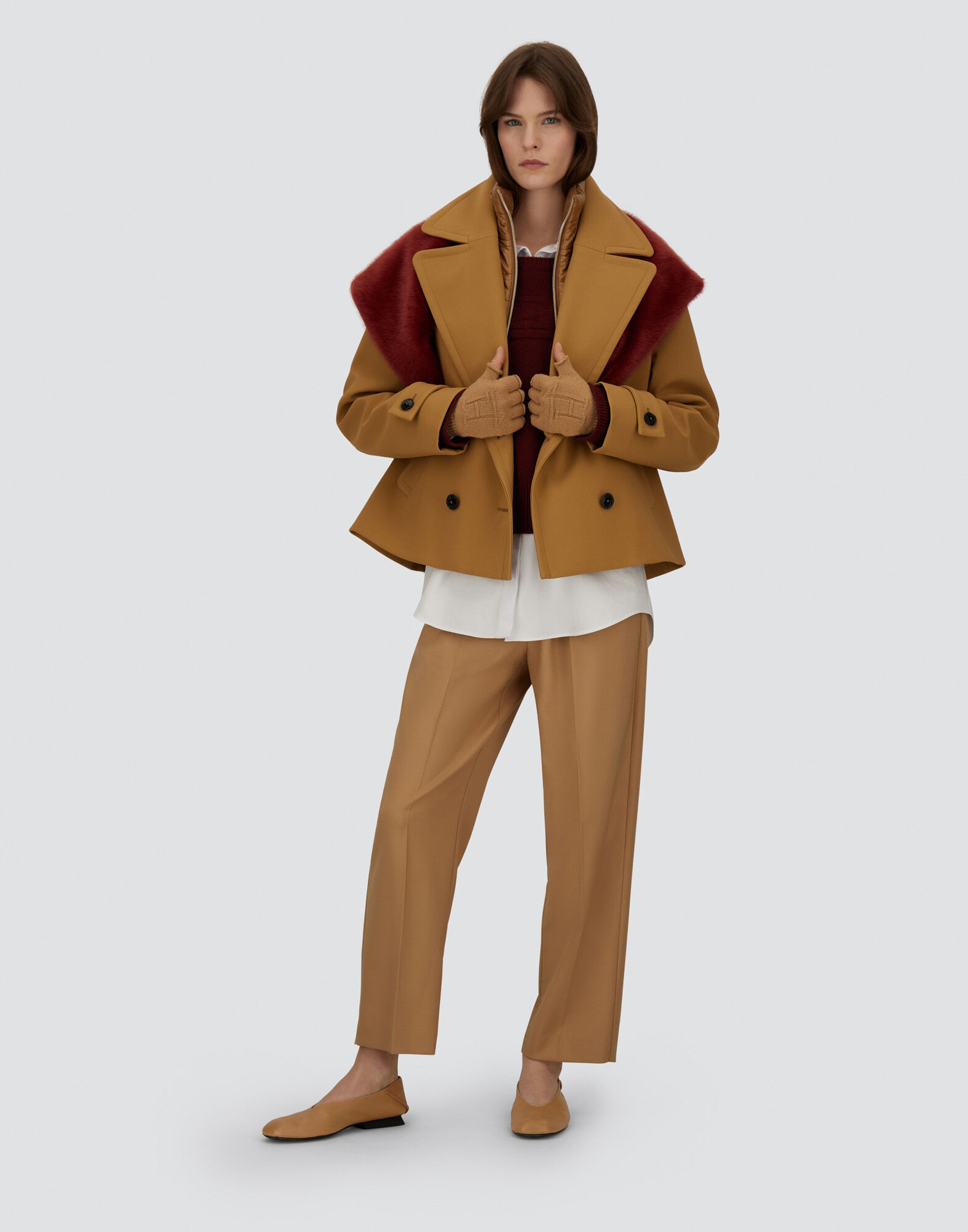 PEA COAT IN 2-LAYER SCUBA AND NYLON ULTRALIGHT