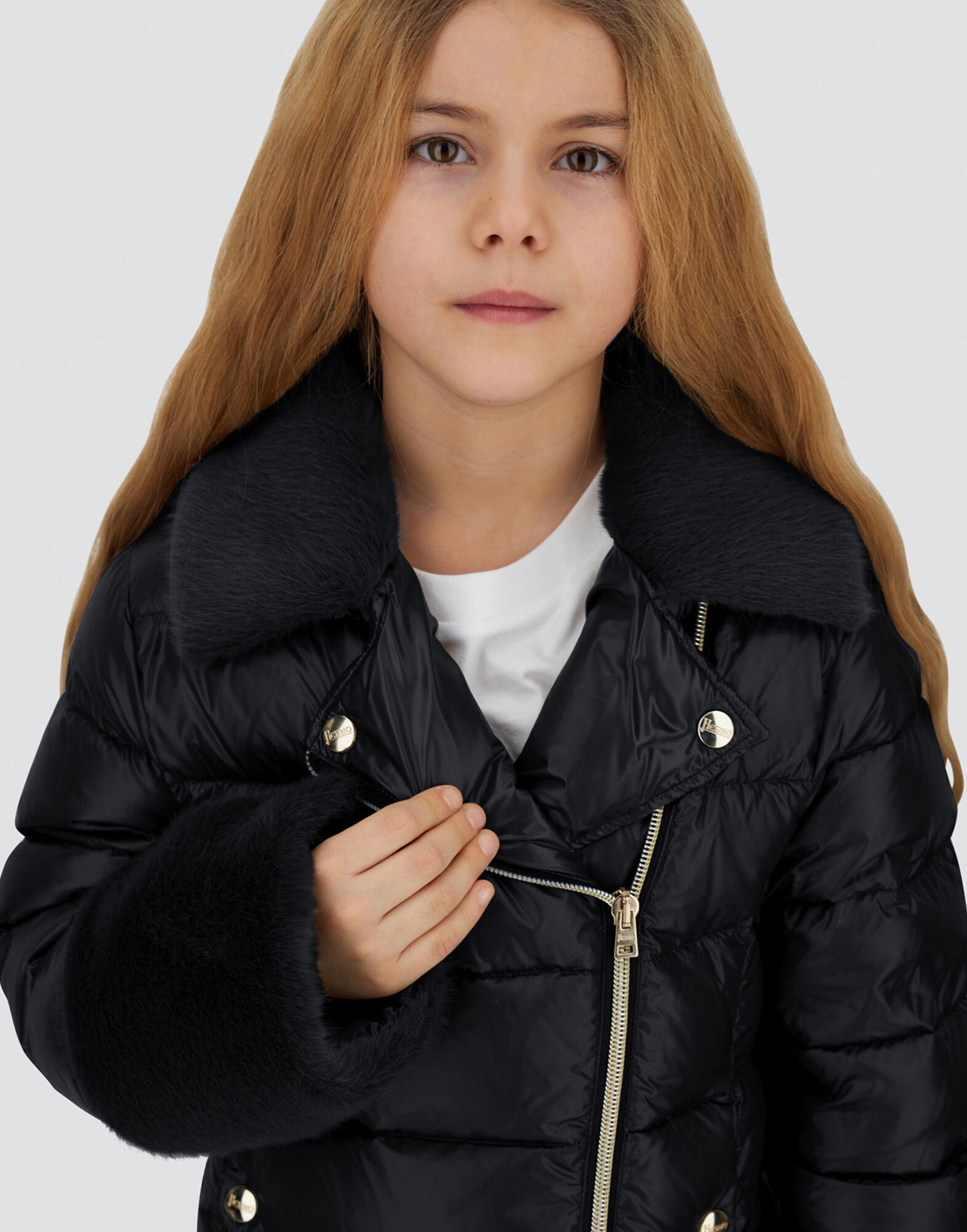 BIKER JACKET IN NYLON ULTRALIGHT AND LADY ALTERNATIVE FUR