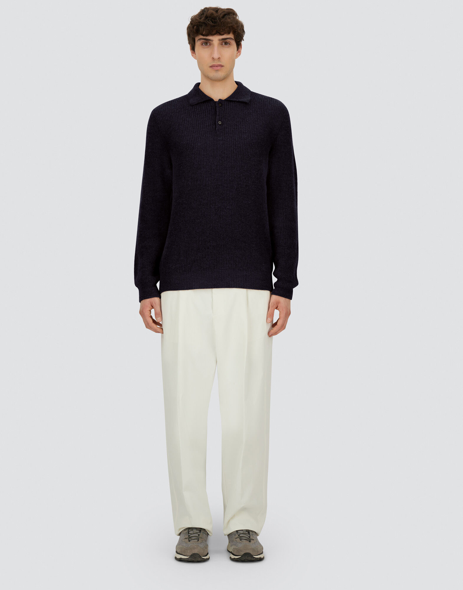 POLO SHIRT IN COB STITCH ALPACA WOOL