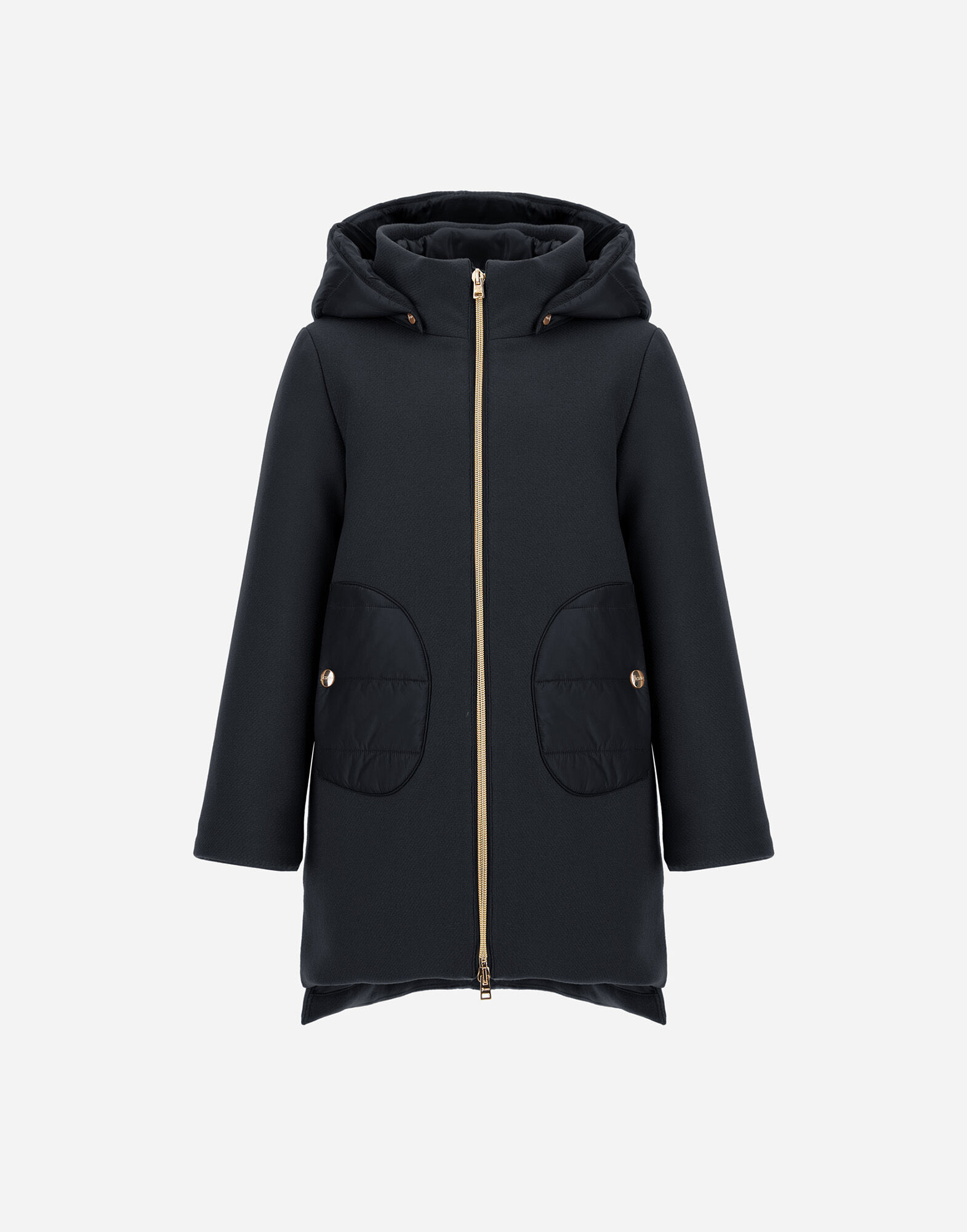 HOODED COAT IN ECOWOOL AND NYLON ULTRALIGHT