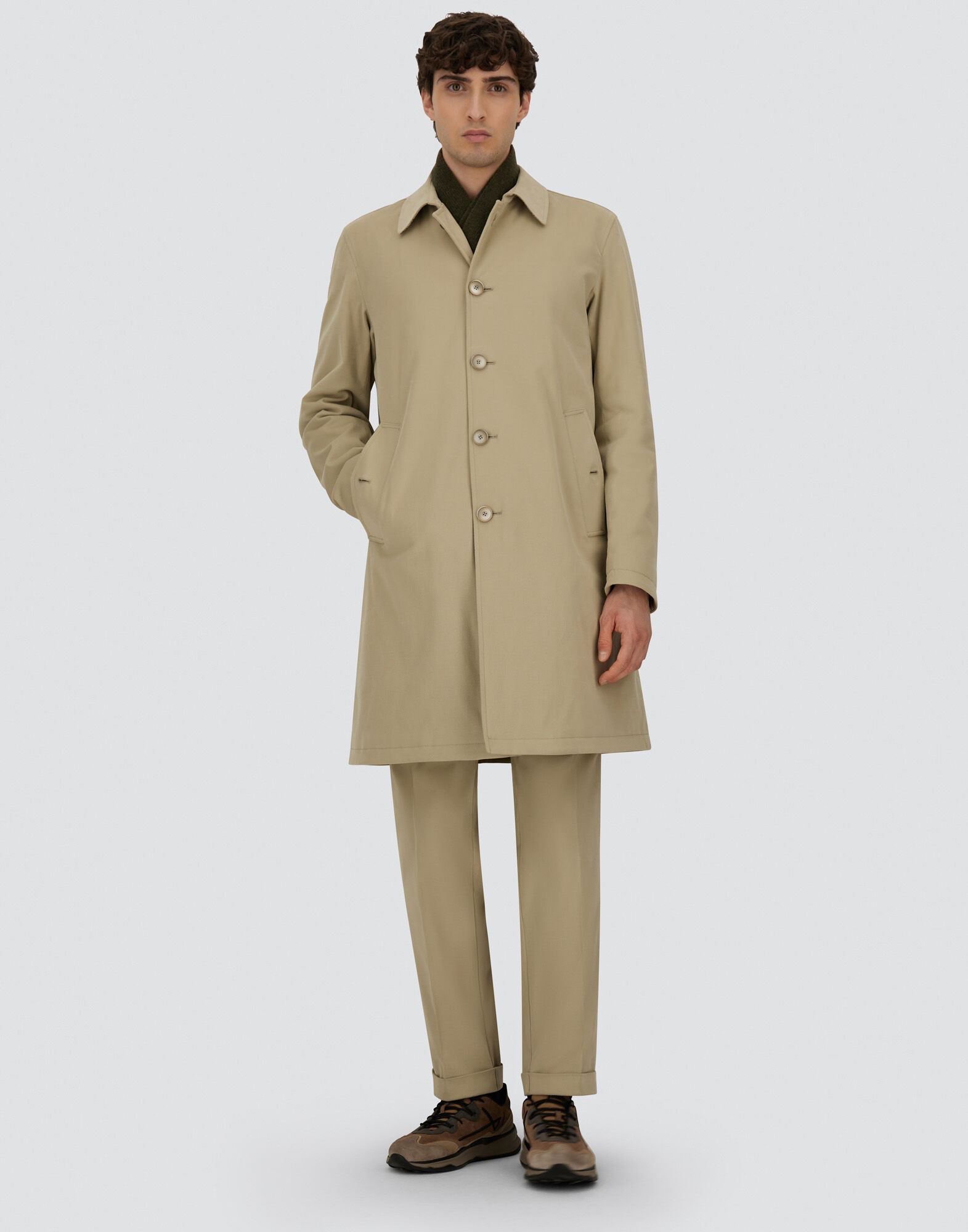 RAINCOAT IN STRETCH COTTON VELVET AND MONOGRAM