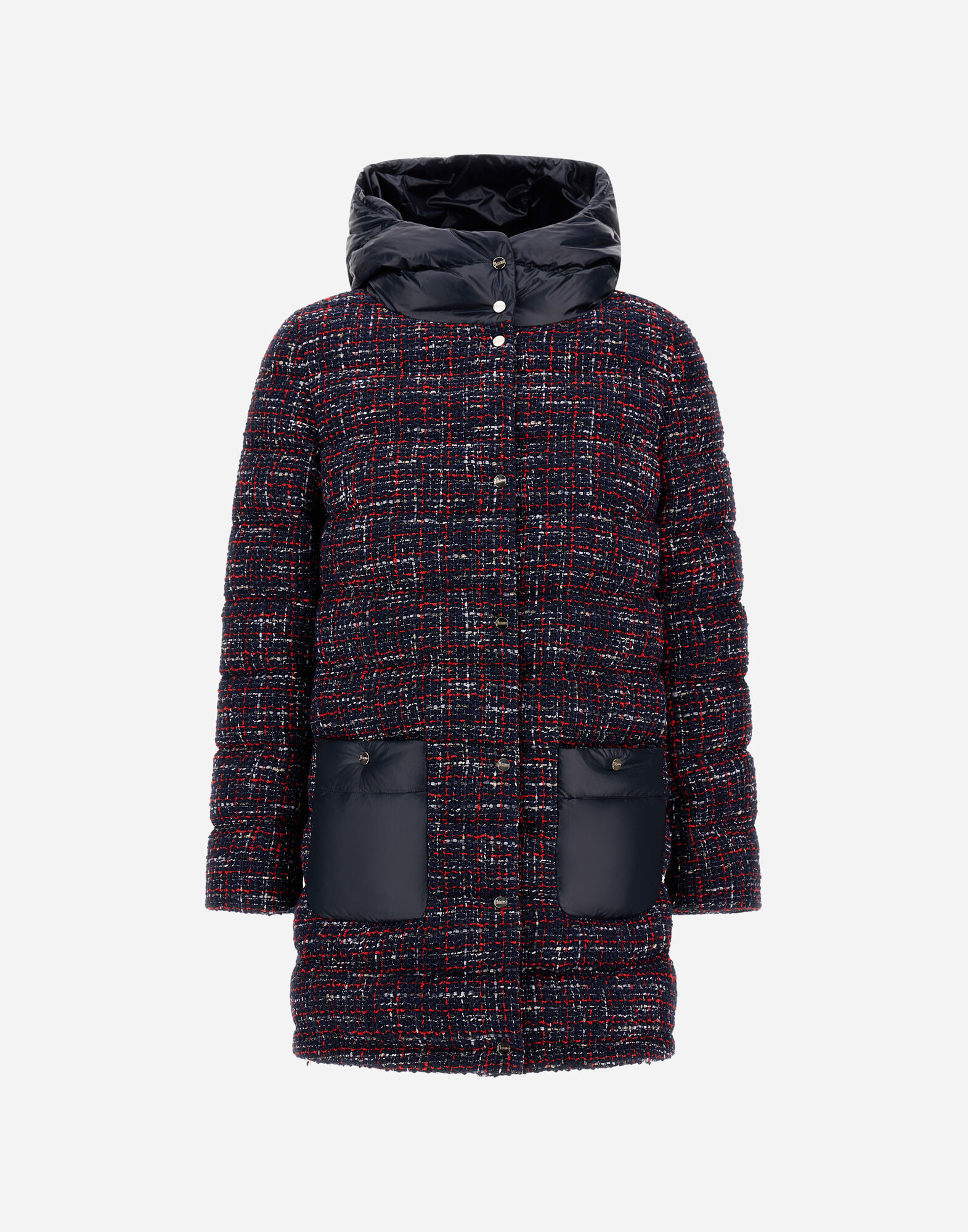 PARKA IN OPERATED TWEED AND NYLON ULTRALIGHT