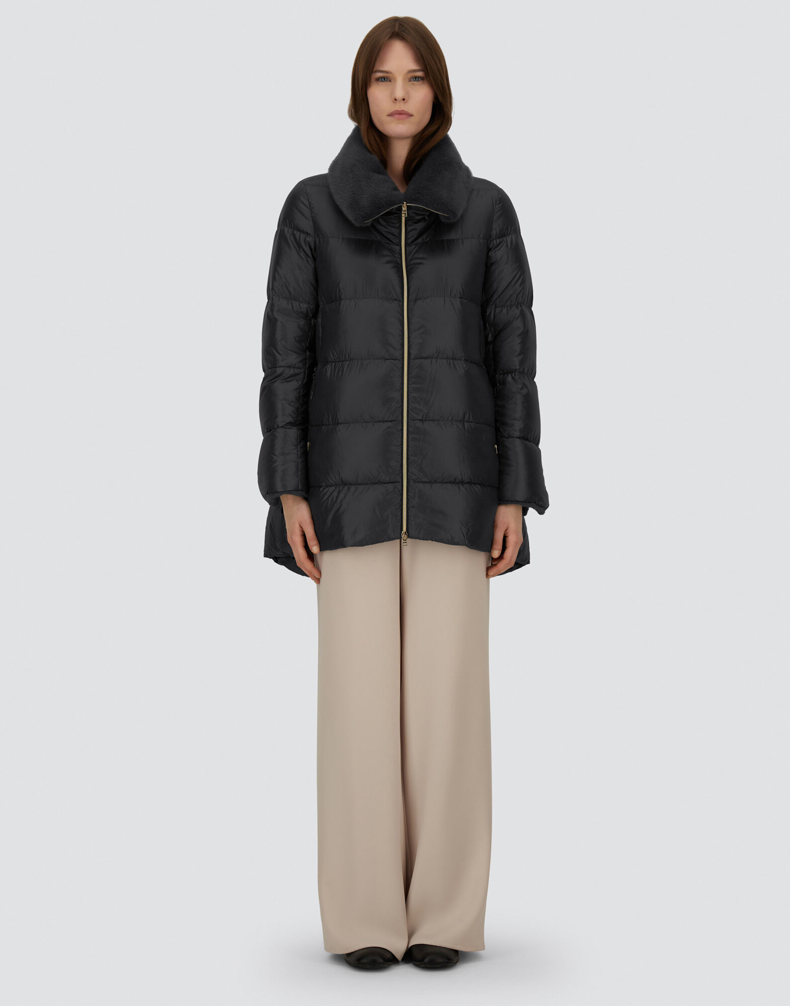A-SHAPE JACKET IN NYLON ULTRALIGHT AND LADY ALTERNATIVE FUR