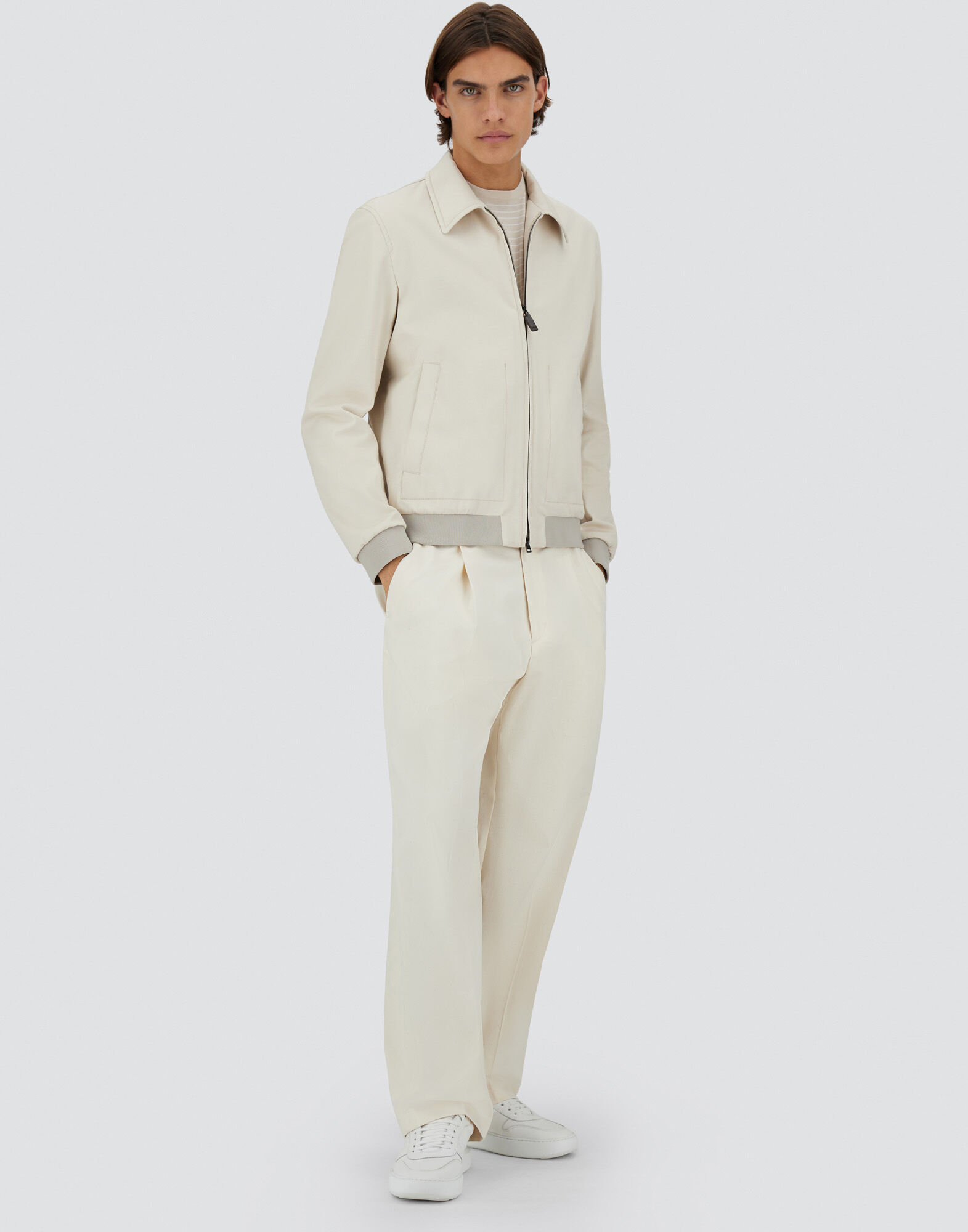 DIAGONAL COTTON BOMBER JACKET