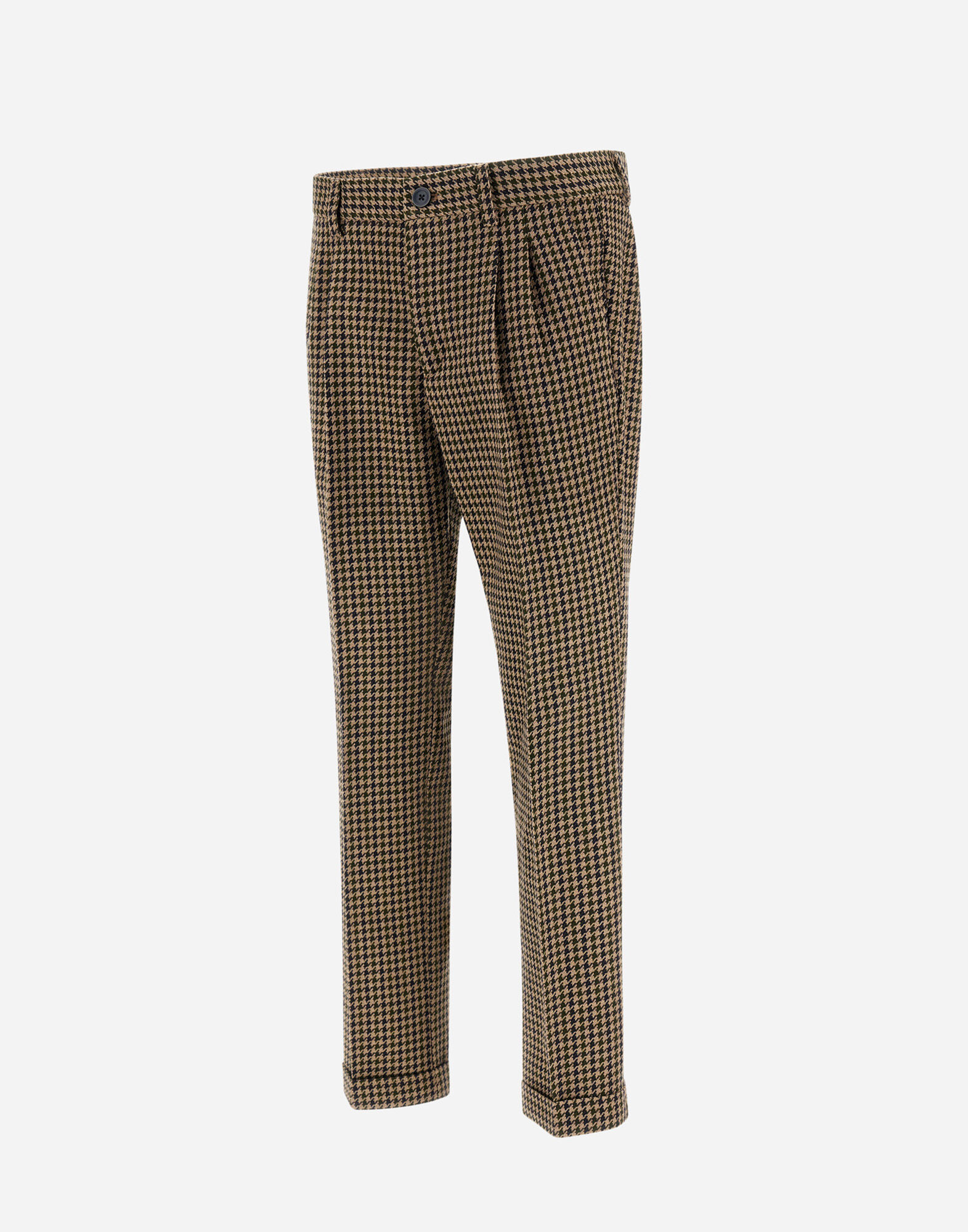 TROUSERS IN HOUNDSTOOTH WOOL AND COTTON