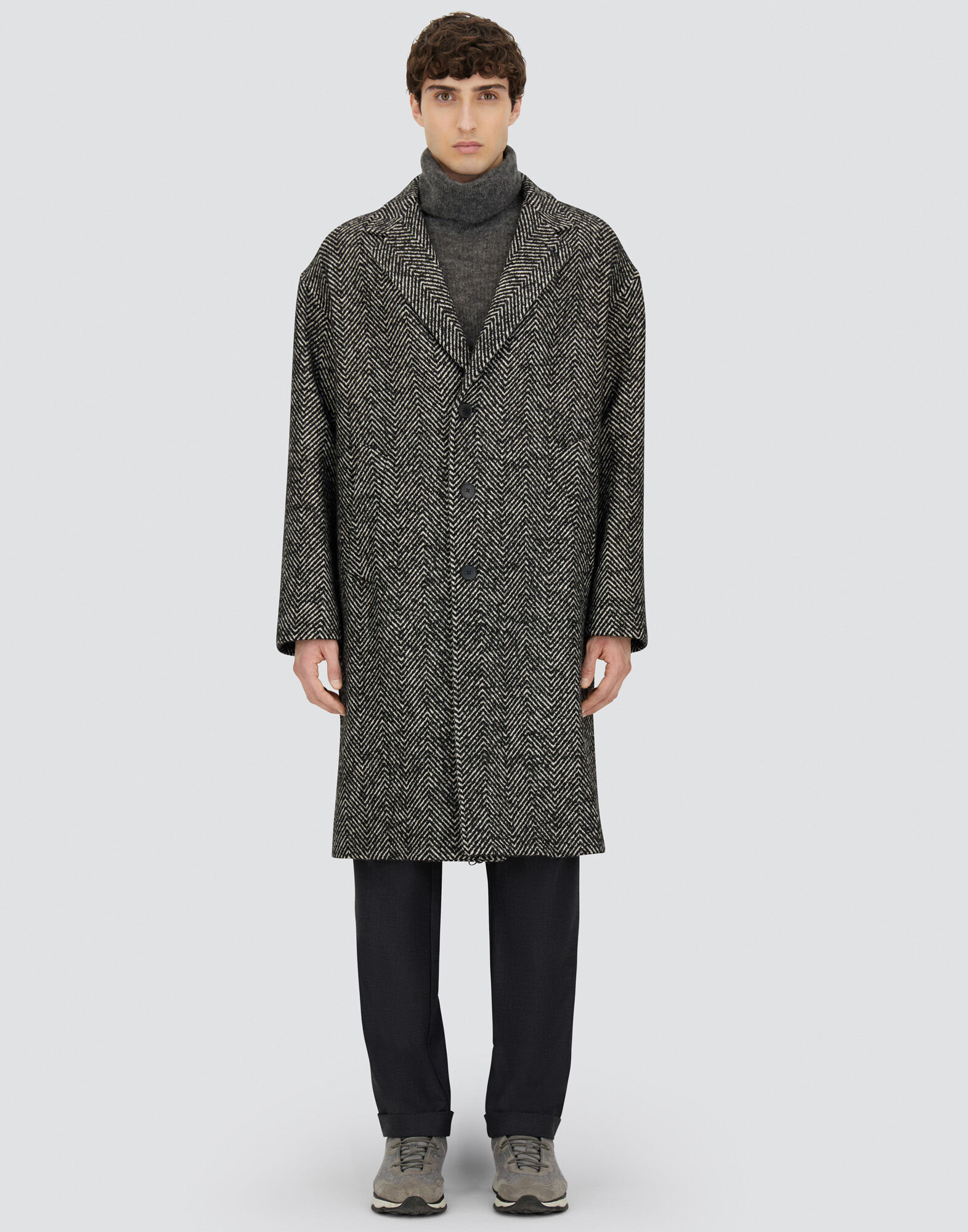 COAT IN HERRINGBONE R-WOOL
