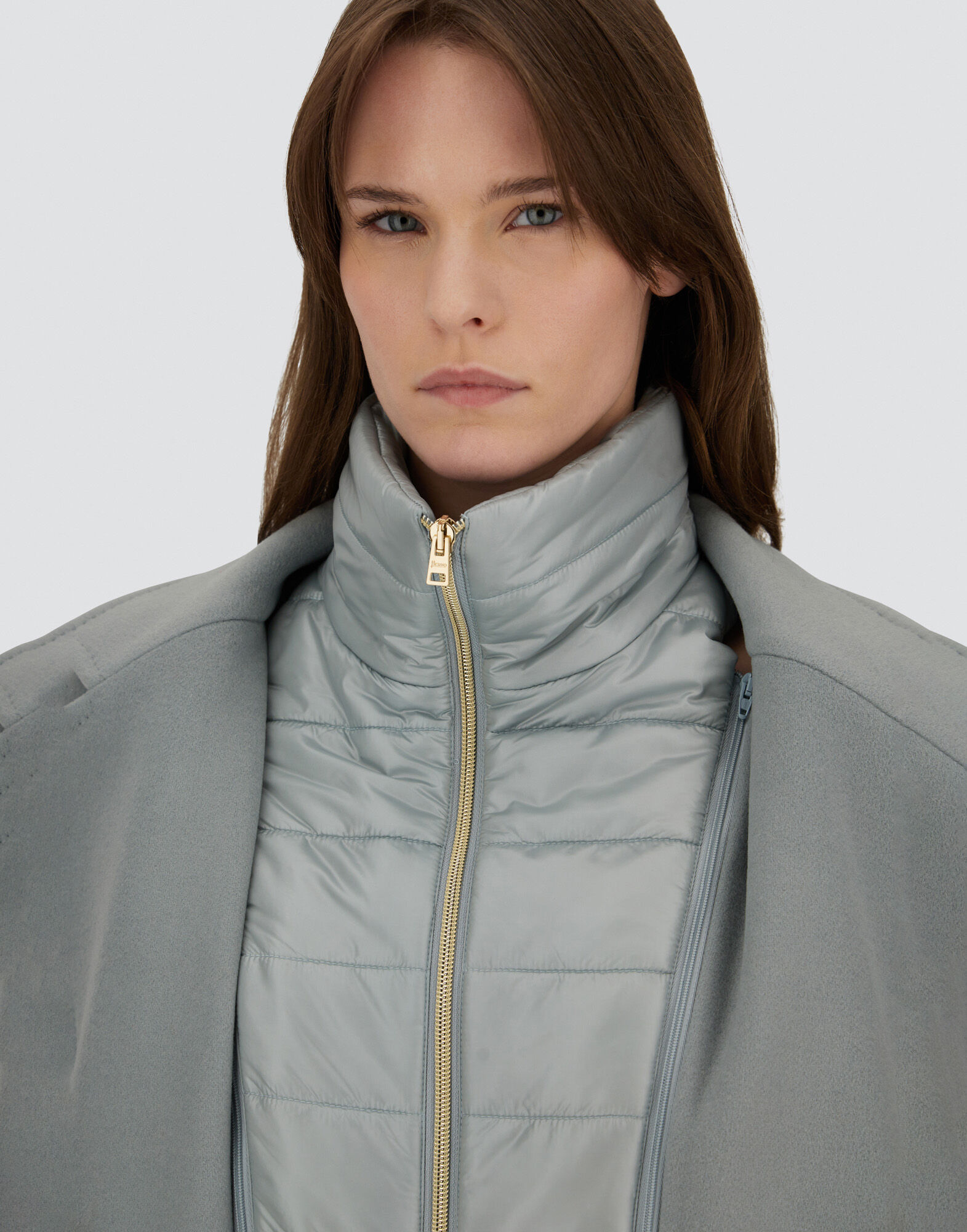 COAT IN VELOUR WOOL CLOTH AND NYLON ULTRALIGHT
