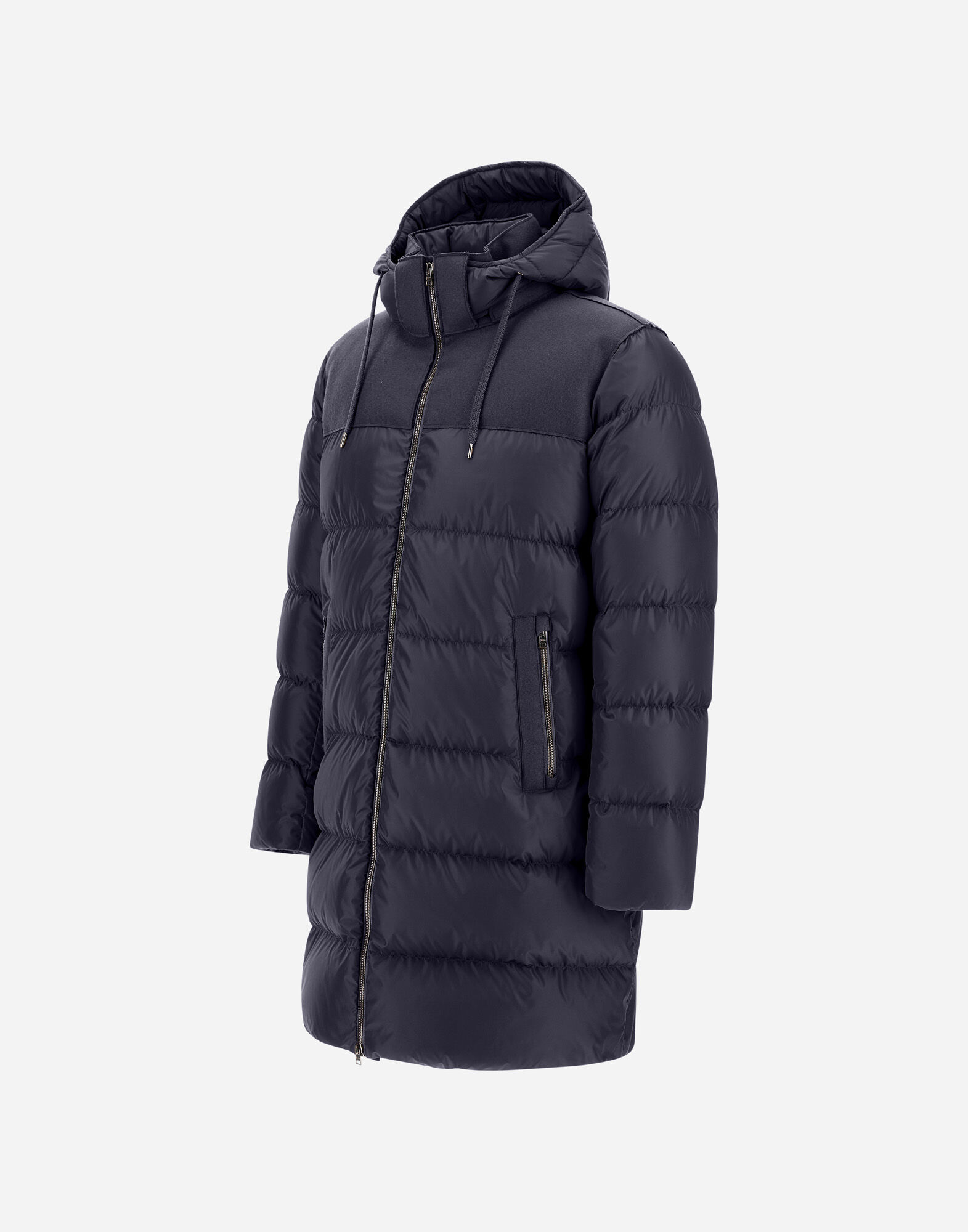 LONG JACKET IN NYLON CHAMONIX AND PURE WOOL CLOTH