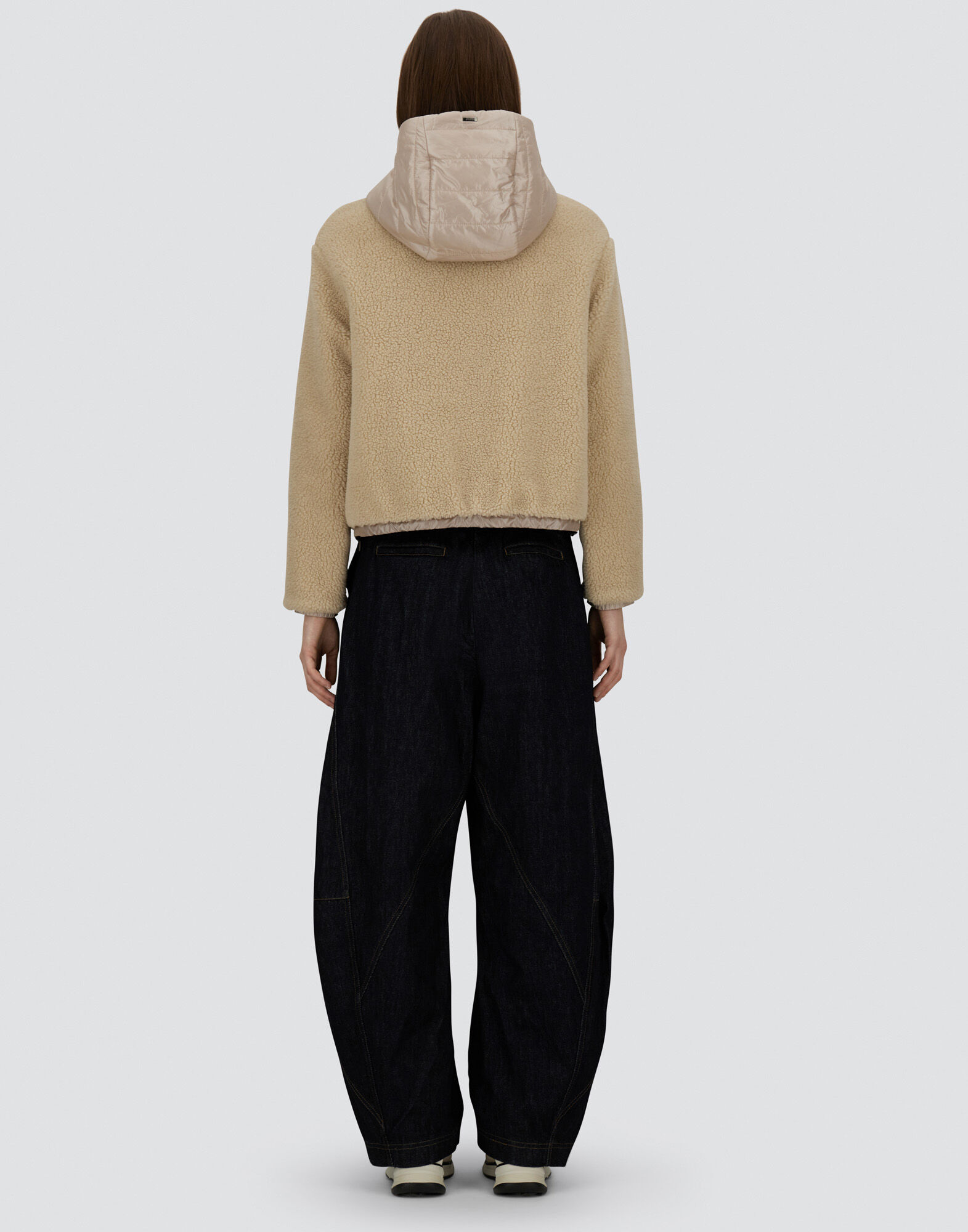 JACKET IN TEDDY FABRIC AND NYLON ULTRALIGHT