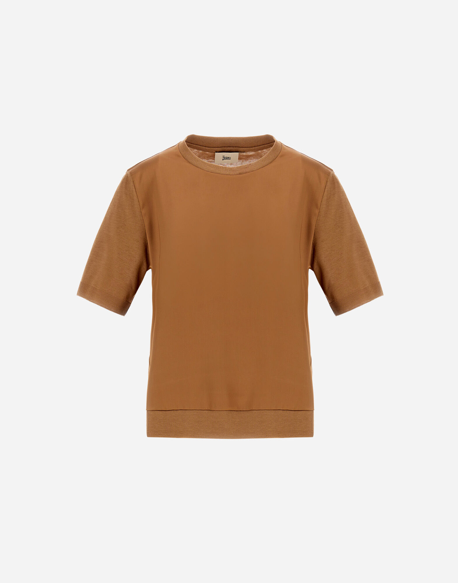T-SHIRT IN GLAM KNIT EFFECT AND SATIN