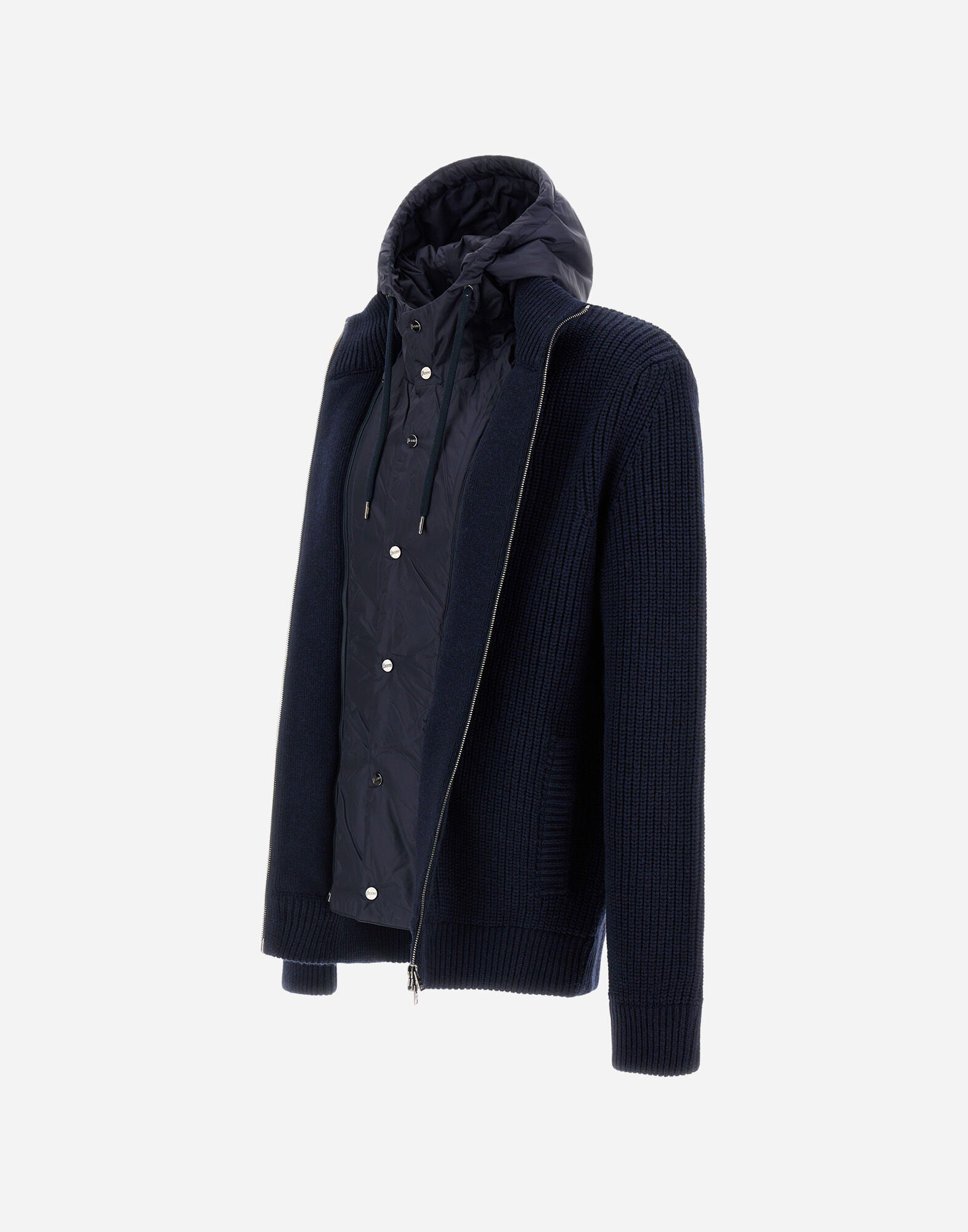 JACKET IN RIBBED MERINO WOOL G.5 AND NYLON CHAMONIX