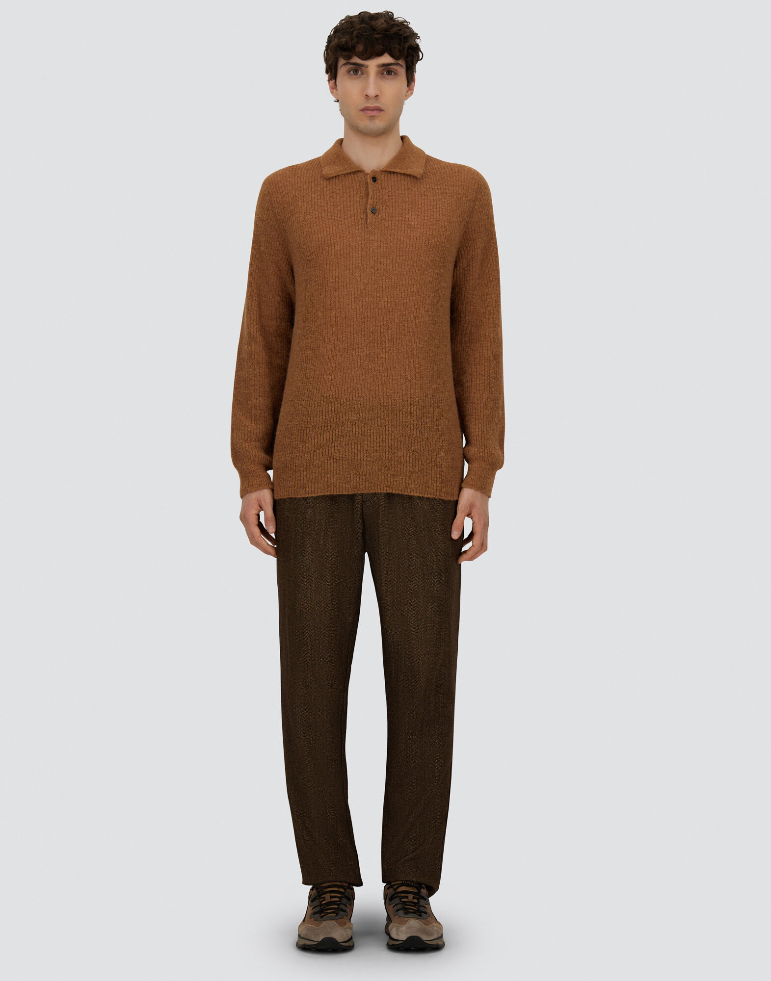 POLO SHIRT IN COB STITCH ALPACA WOOL