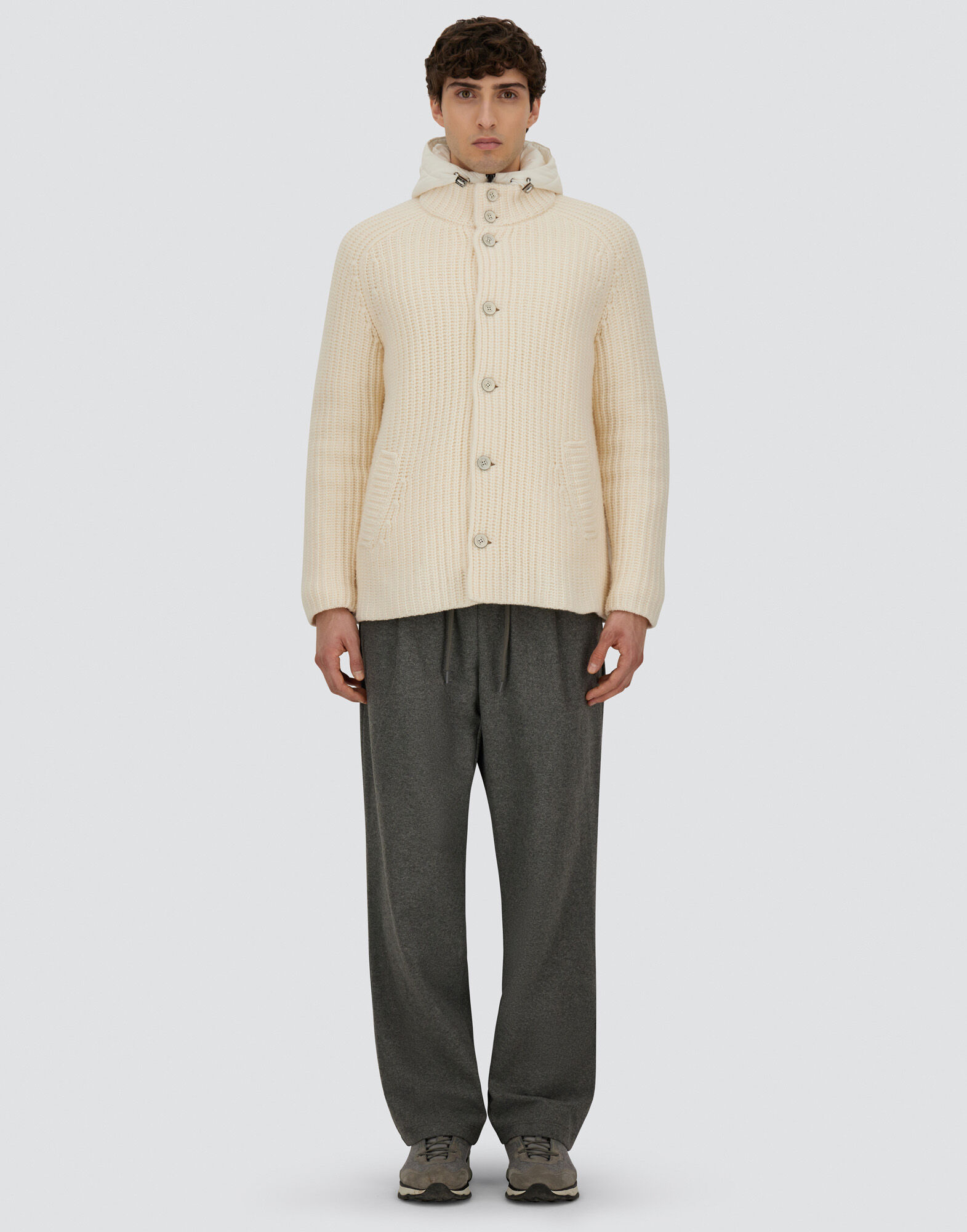 CARDIGAN IN COB STITCH WOOL
