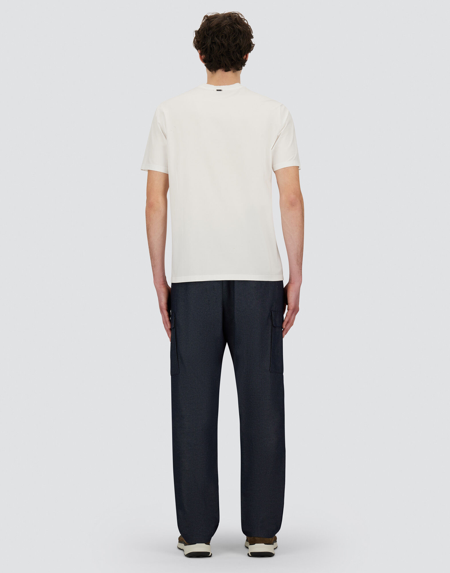 DENIM-EFFECT COTTON TROUSERS