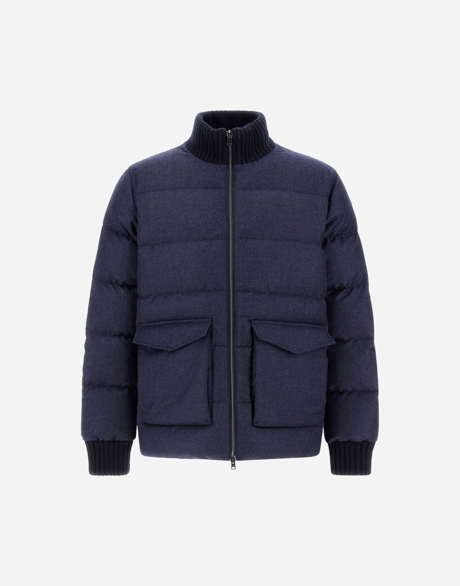 BOMBER IN GLEN CHECK WOOL AND CASHMERE