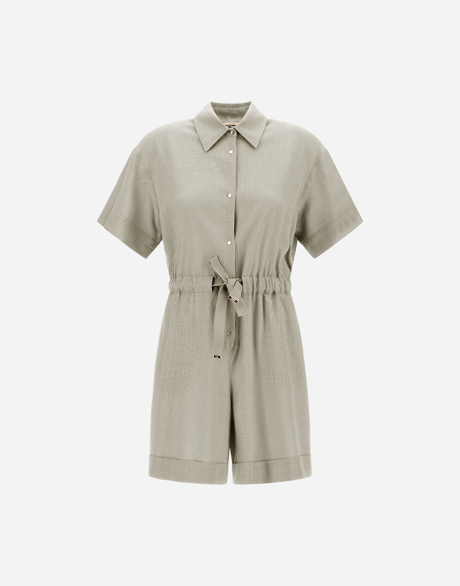 LINEN-BLEND SHIRT JUMPSUIT