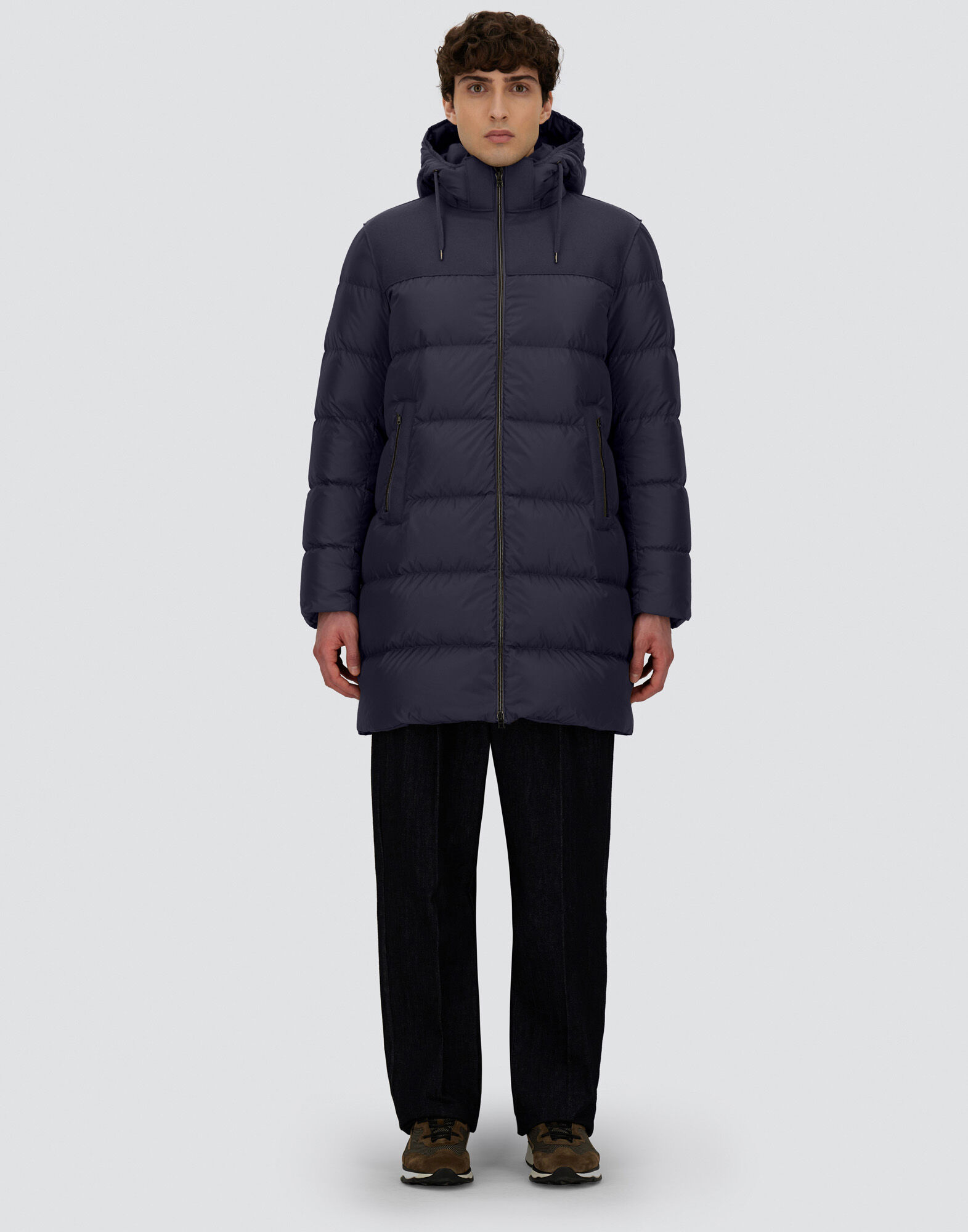 LONG JACKET IN NYLON CHAMONIX AND PURE WOOL CLOTH