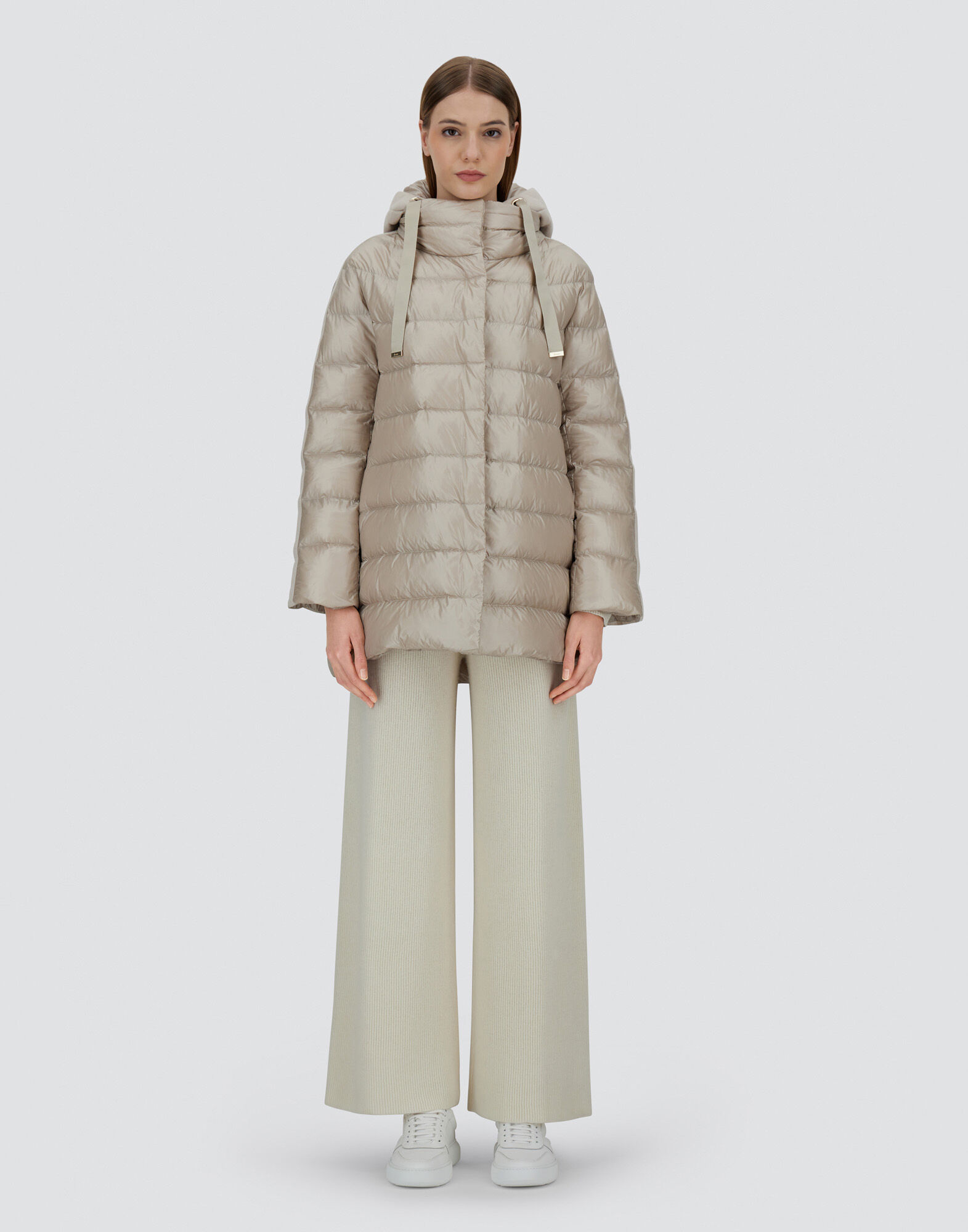 A-SHAPE JACKET IN NYLON ULTRALIGHT, CASHMERE AND SILK