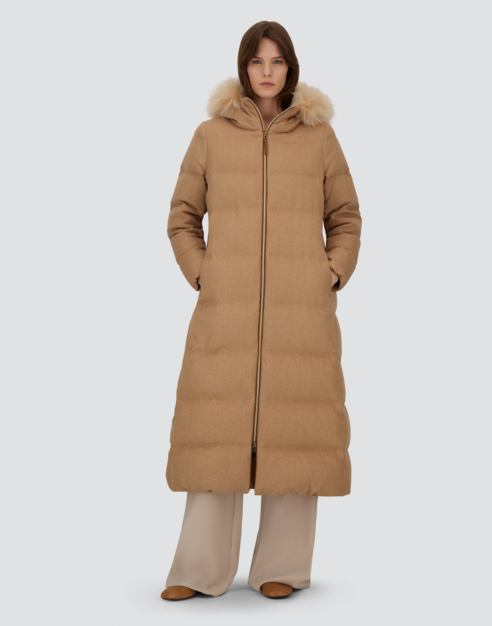 LONG JACKET IN CASHMERE, SILK AND MONOGRAM