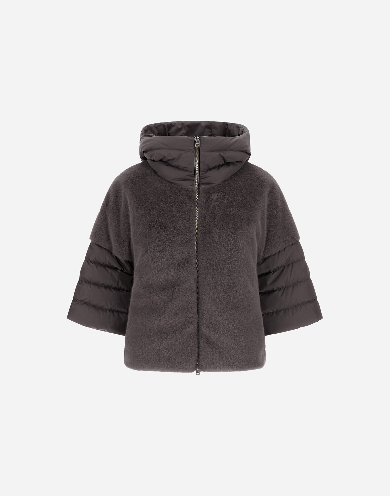 CAPE IN SATIN AND LADY ALTERNATIVE FUR