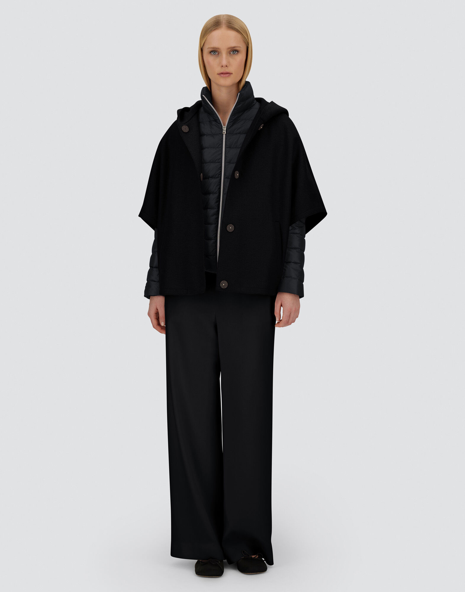 RESORT CAPE IN FELTED WOOL & NYLON ULTRALIGHT