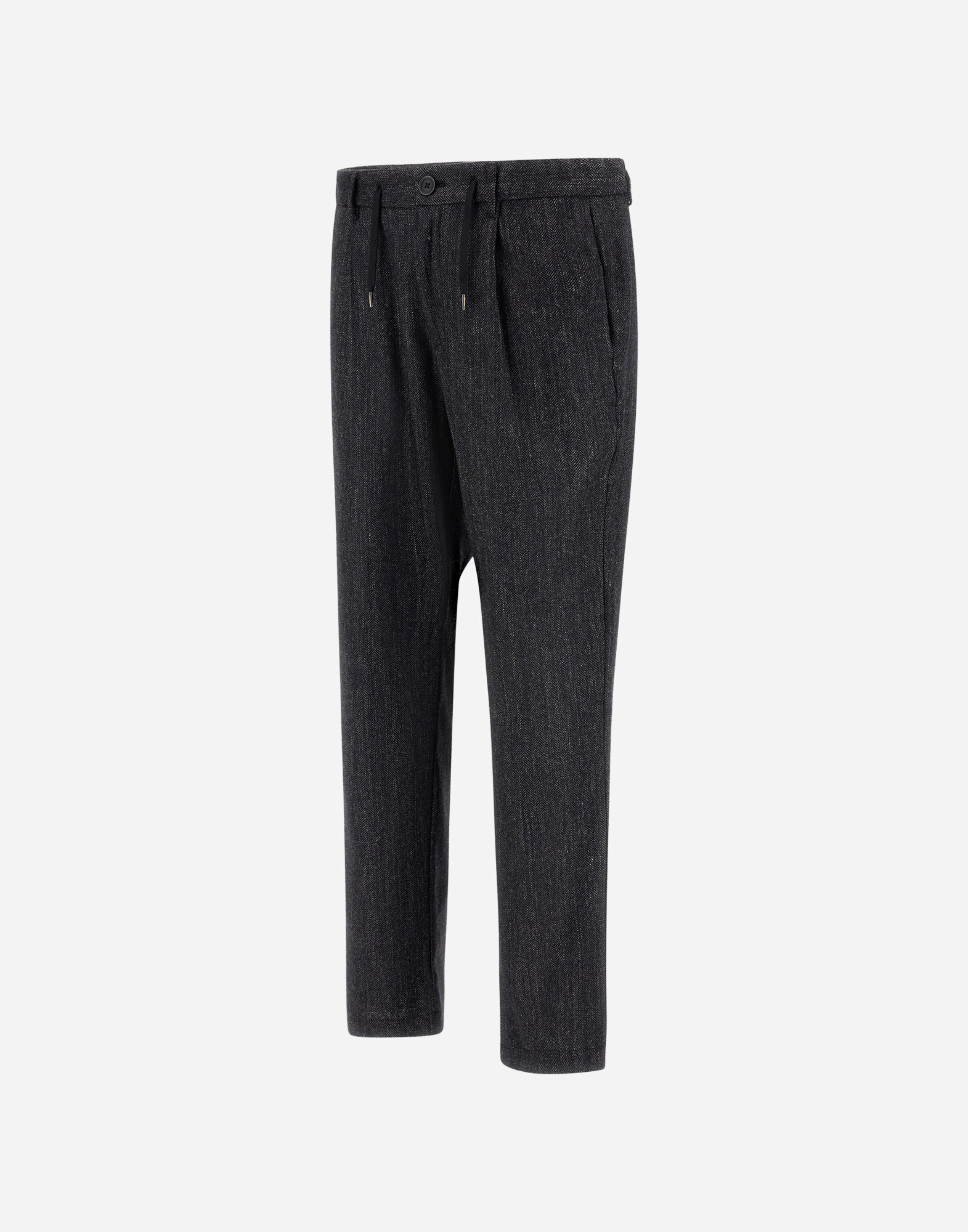 TROUSERS IN HERRINGBONE WOOL FLANNEL