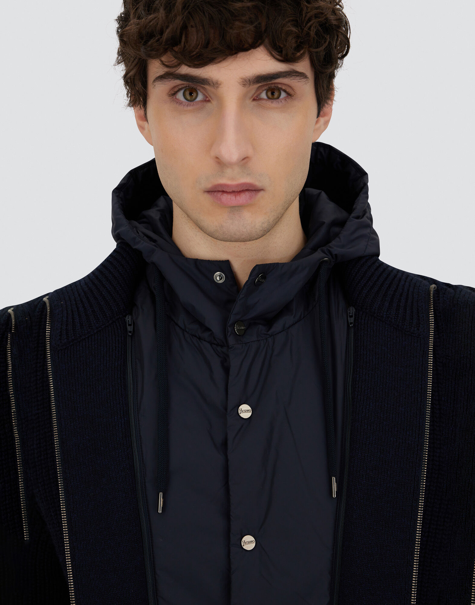 JACKET IN RIBBED MERINO WOOL G.5 AND NYLON CHAMONIX