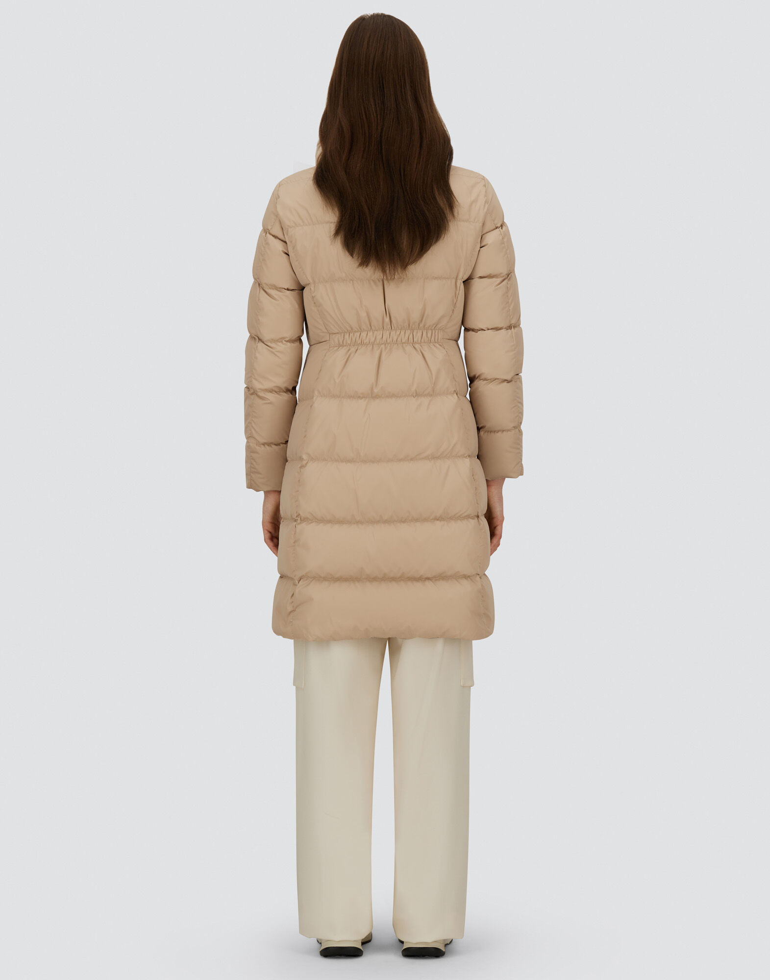 LONG JACKET IN SATIN AND LADY ALTERNATIVE FUR