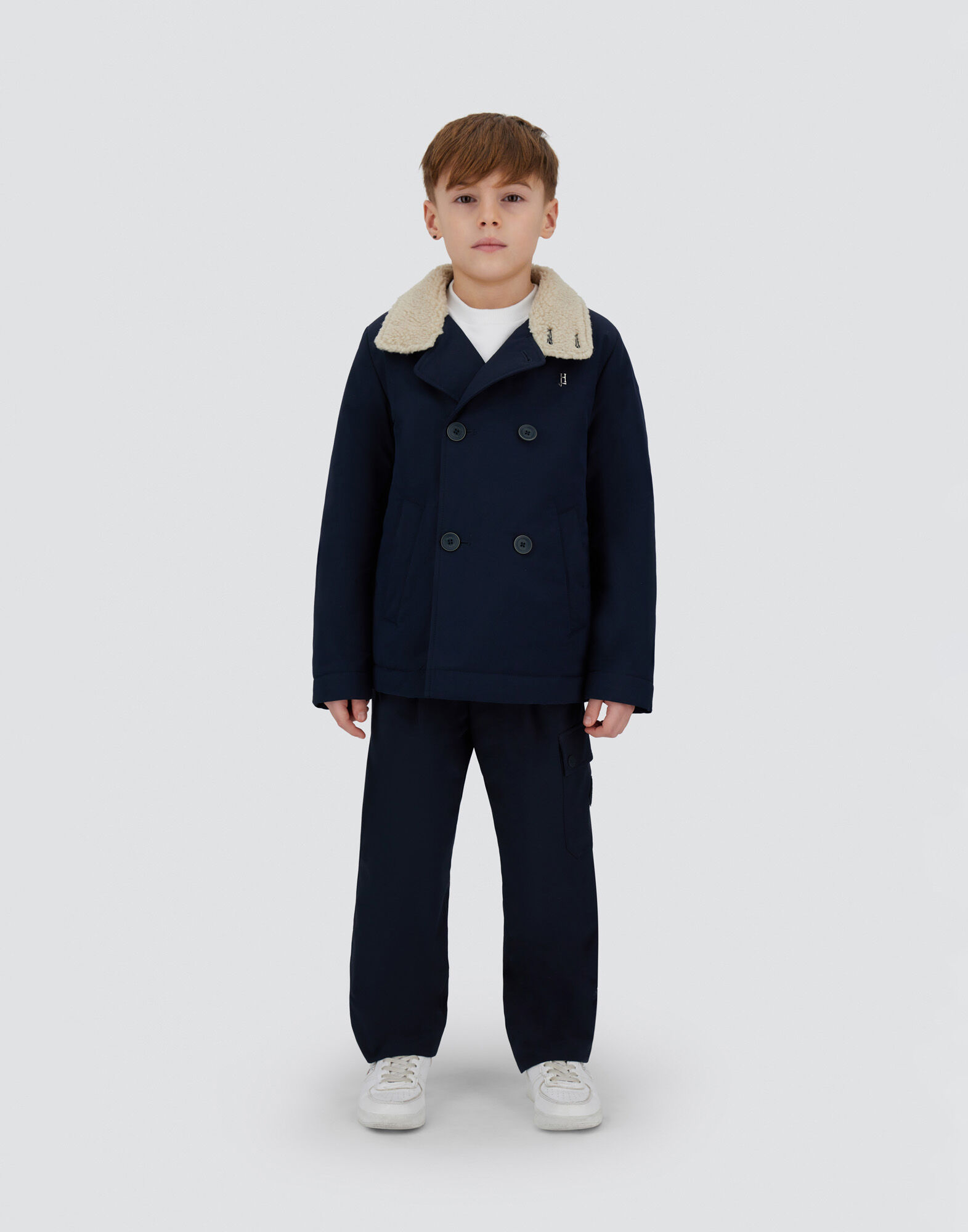 PEA COAT IN KEYSTONE AND TEDDY FABRIC