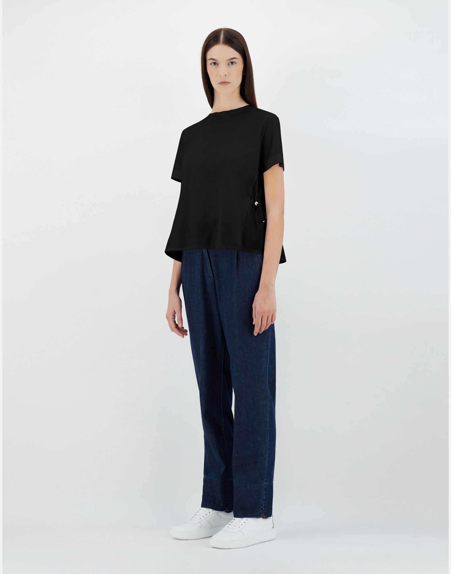 T-SHIRT IN CHIC COTTON JERSEY AND NEW TECHNO TAFFETA